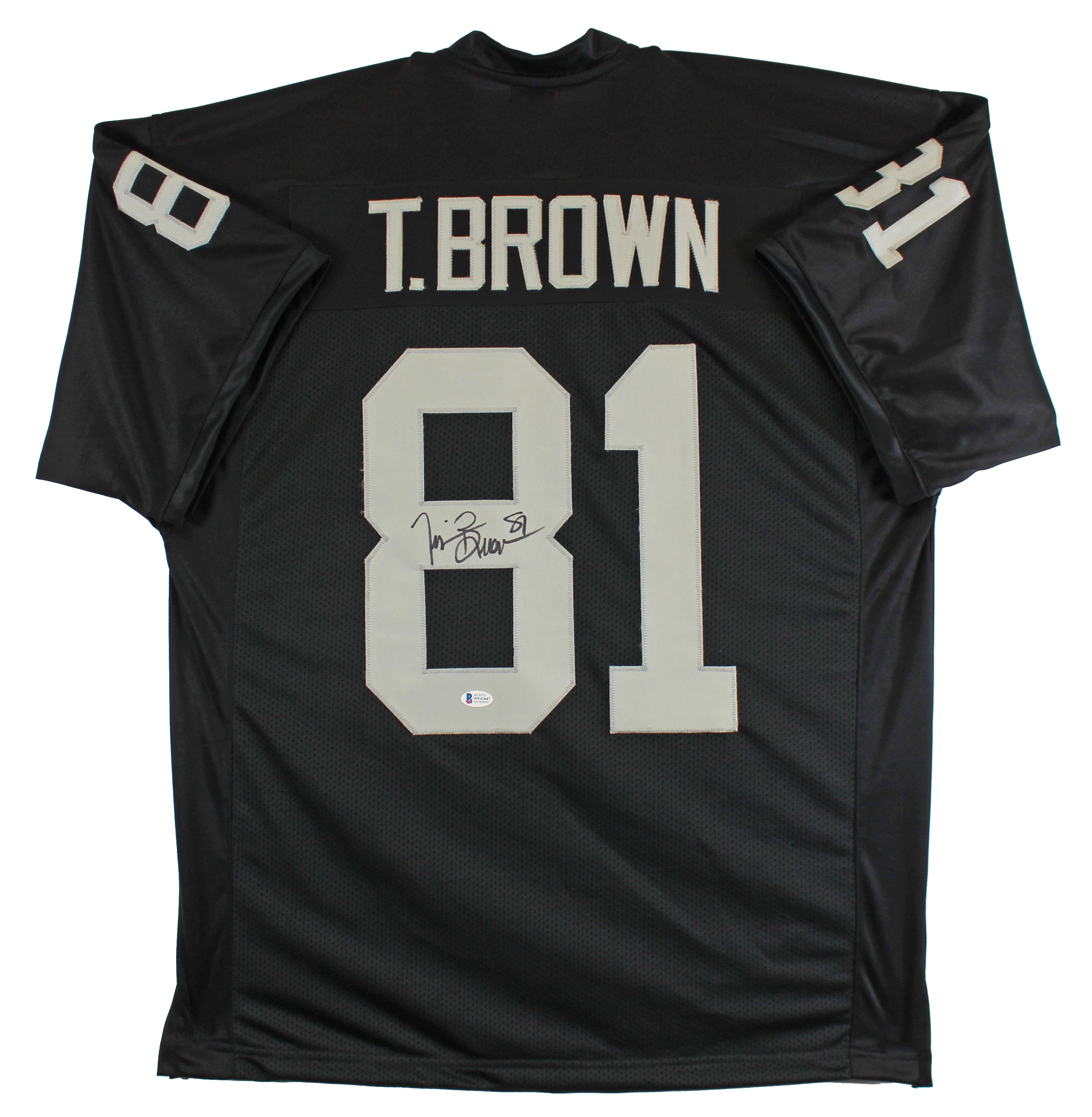 Tim Brown Authentic Signed Black Pro Style Jersey Autographed BAS Witnessed