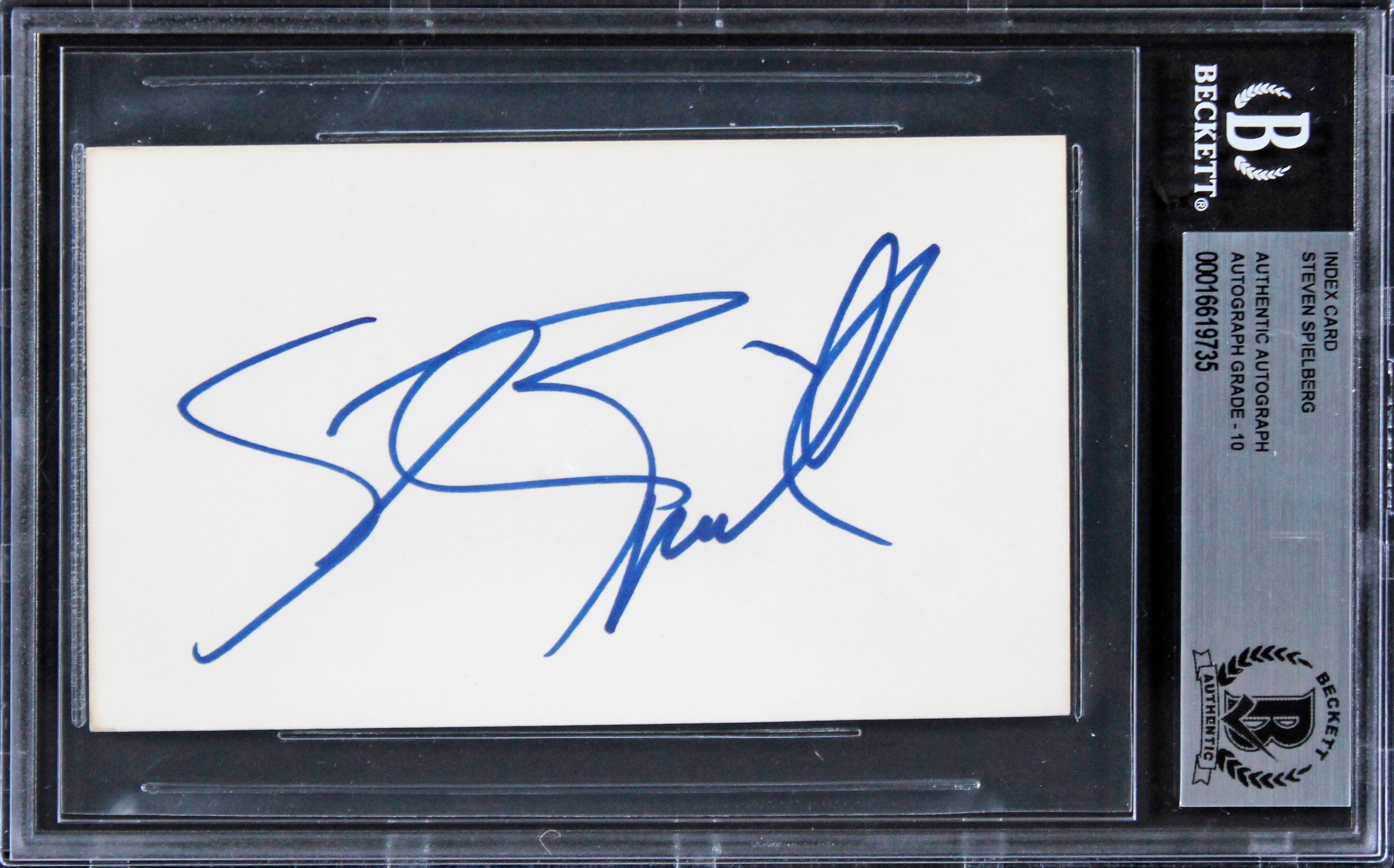 Steven Spielberg Jaws Authentic Signed 3x5 Index Card Auto Grade 10! BAS Slabbed