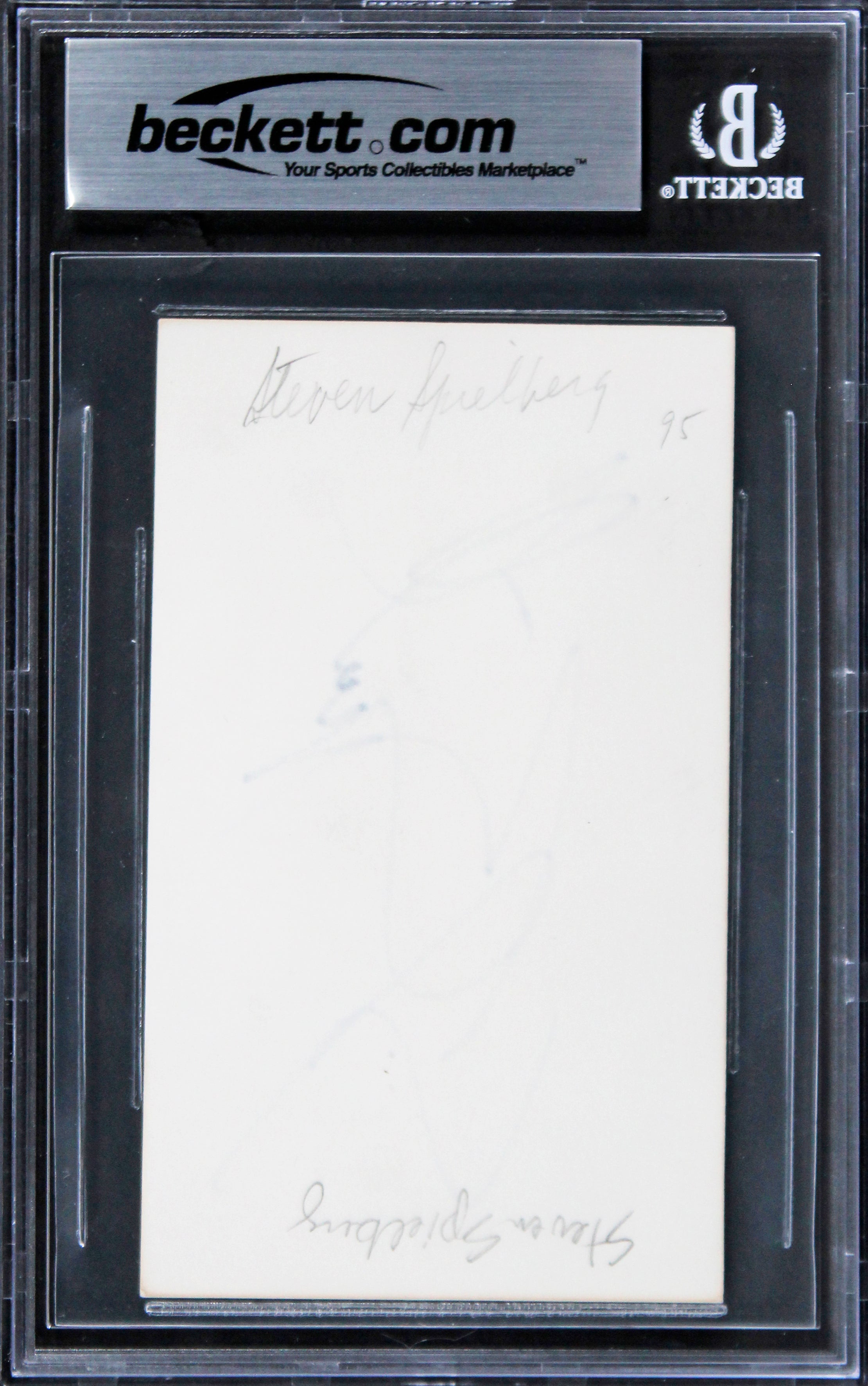 Steven Spielberg Jaws Authentic Signed 3x5 Index Card Auto Grade 10! BAS Slabbed