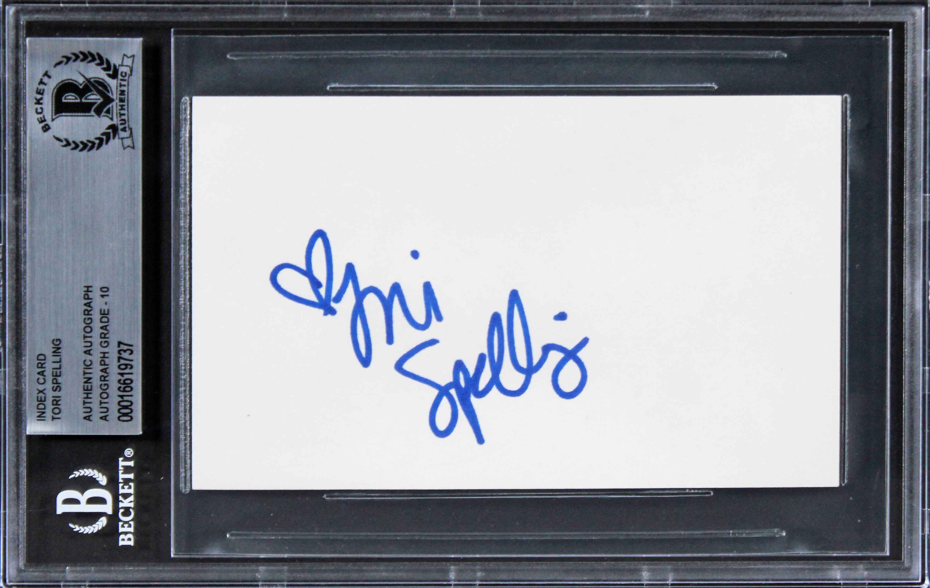 Tori Spelling 90210 Authentic Signed 3x5 Index Card Auto Graded 10! BAS Slabbed