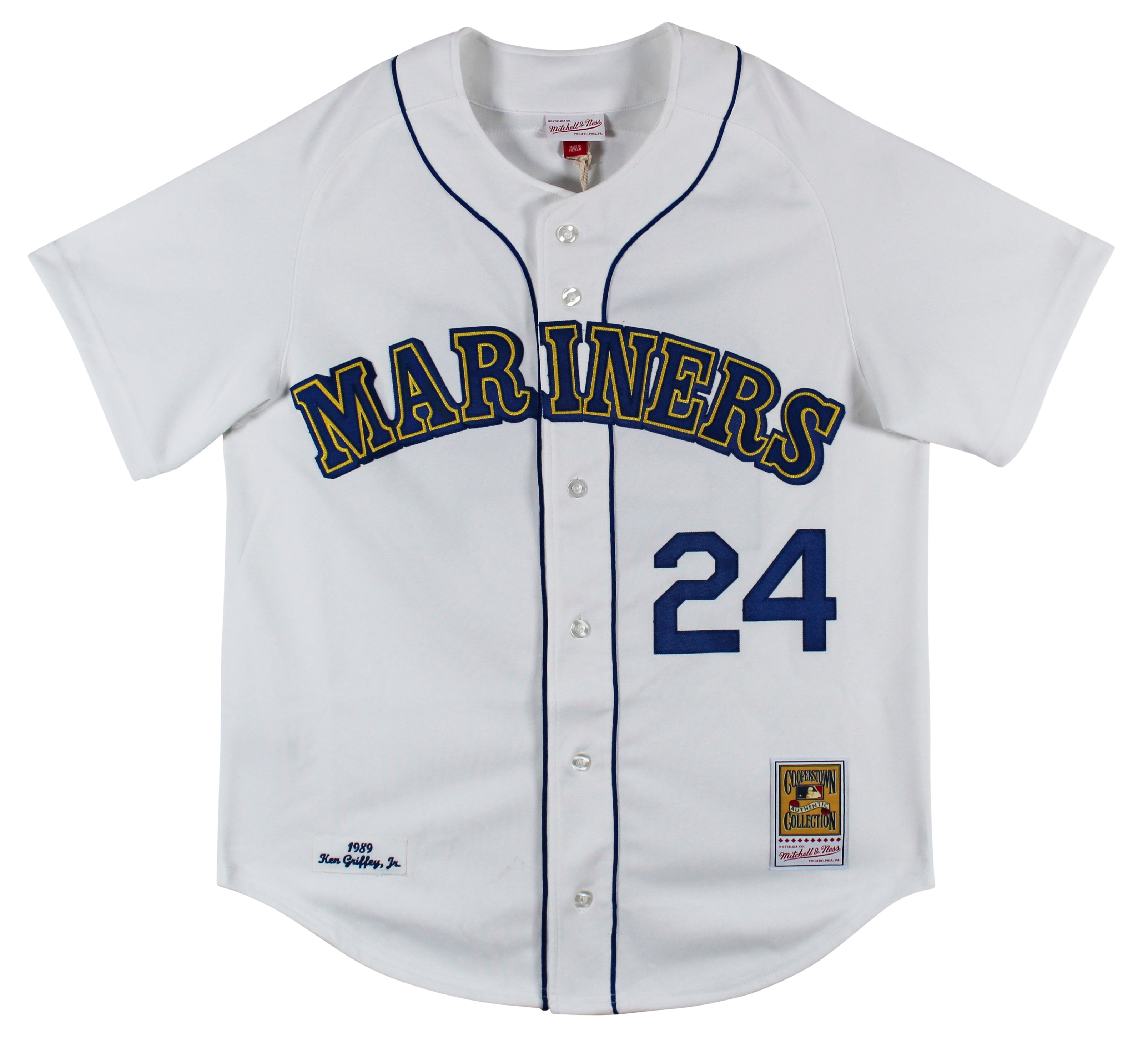Mariners Ken Griffey Jr. "HOF 16" Signed White M&N CC Authentic Jersey BAS