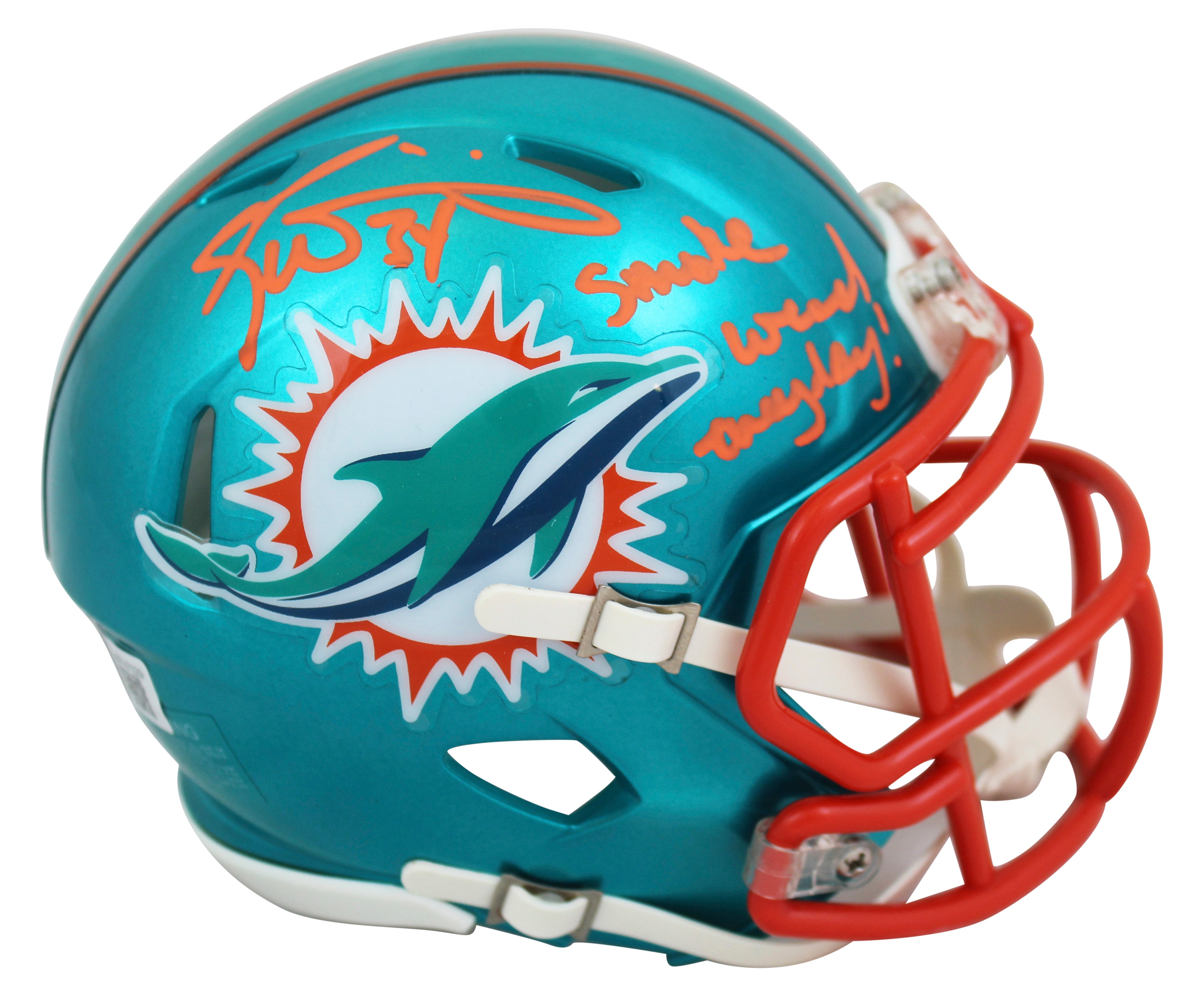 Dolphins Ricky Williams "SWE" Signed Flash Speed Mini Helmet BAS Witnessed