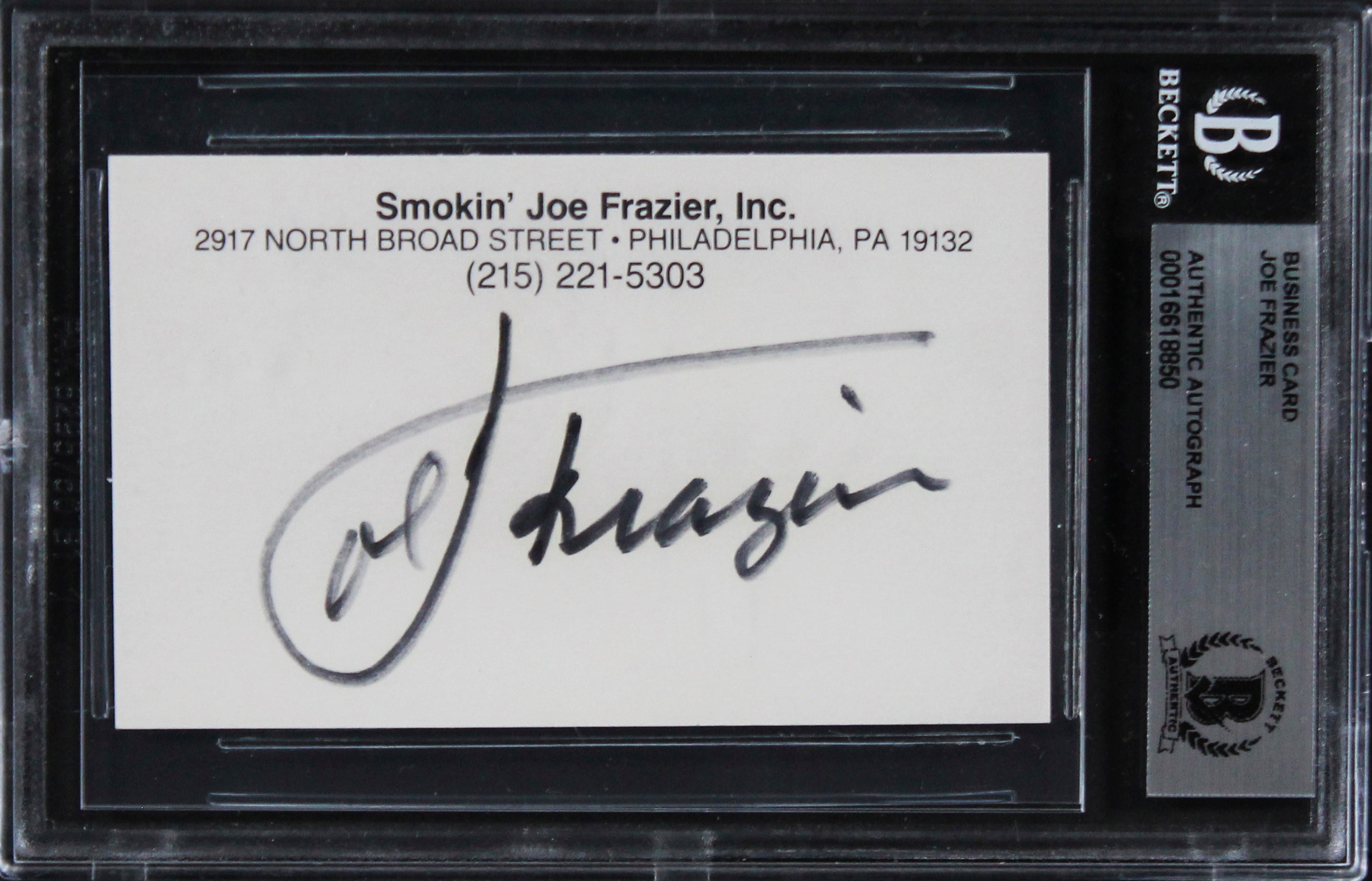 Boxing Joe Fraizer Authentic Signed Business Card Autographed BAS Slabbed 1