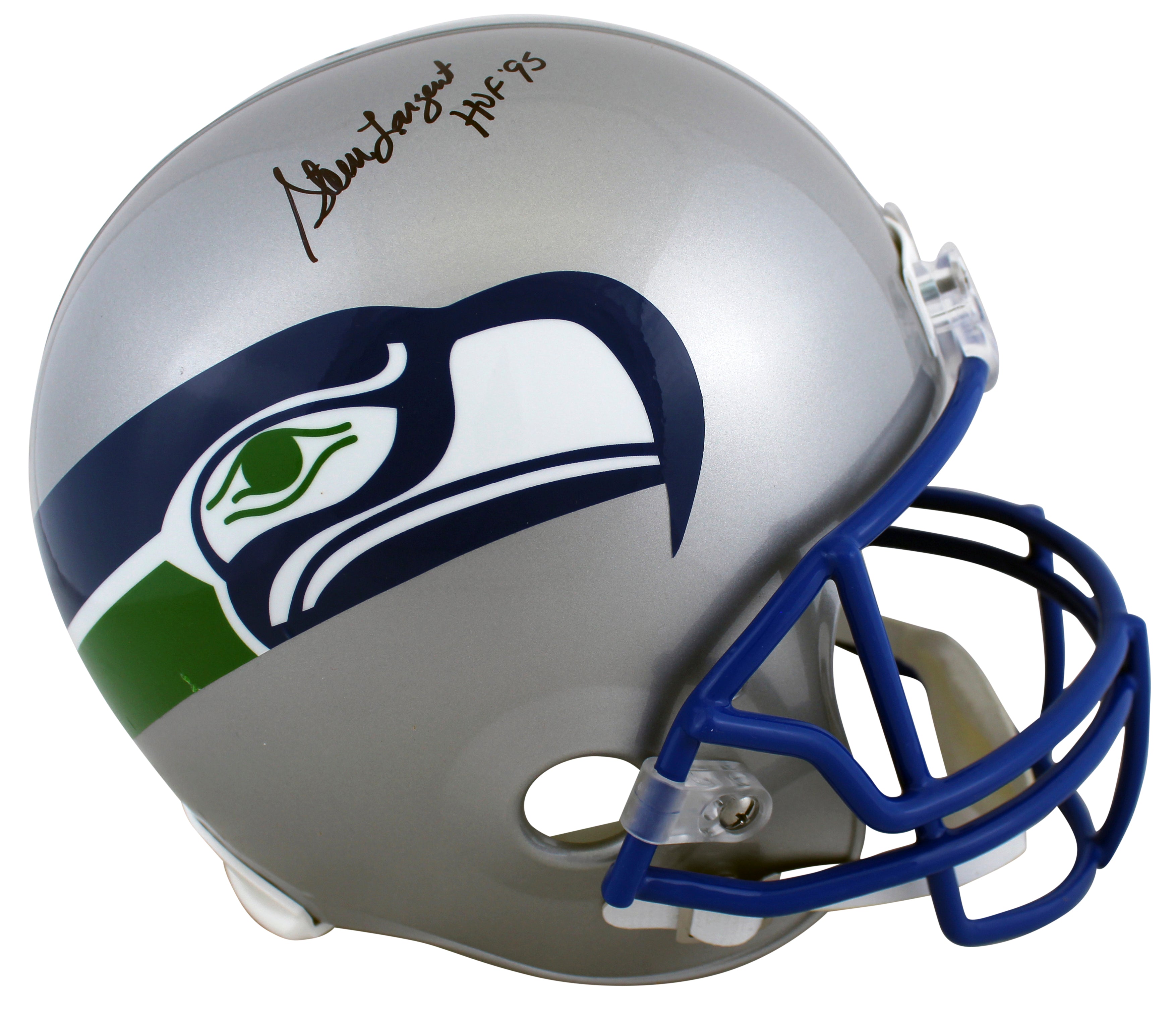 Seahawks Steve Largent "HOF 95" Signed 83-01 Throwback Full Size Rep Helmet BAS
