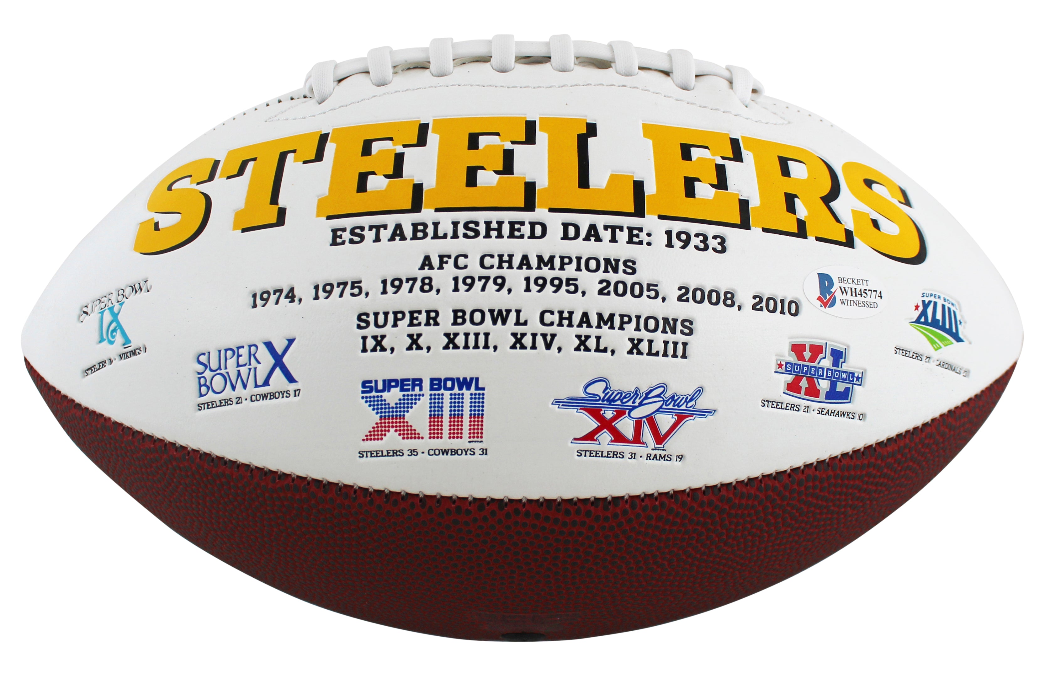 Steelers T.J. Watt Authentic Signed White Panel Logo Football BAS Witnessed