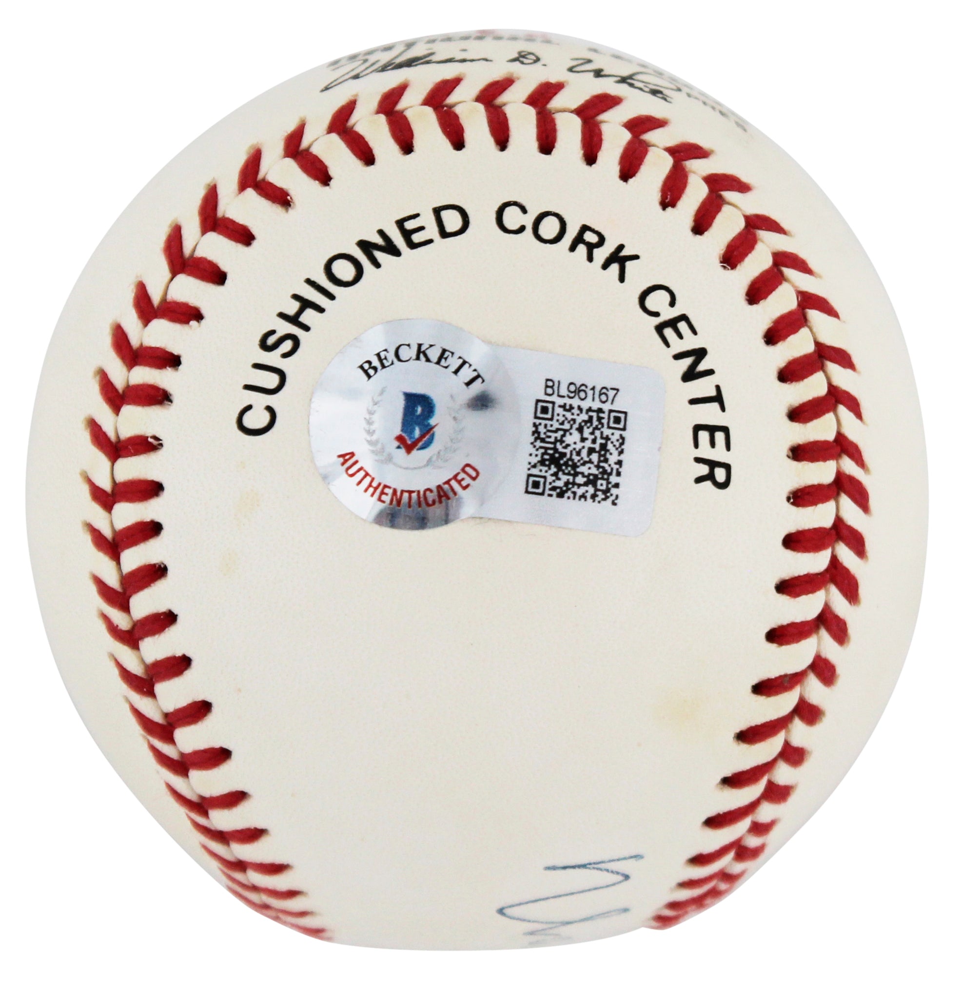 Braves Warren Spahn "363 Wins" Authentic Signed White Onl Baseball BAS #BL96167