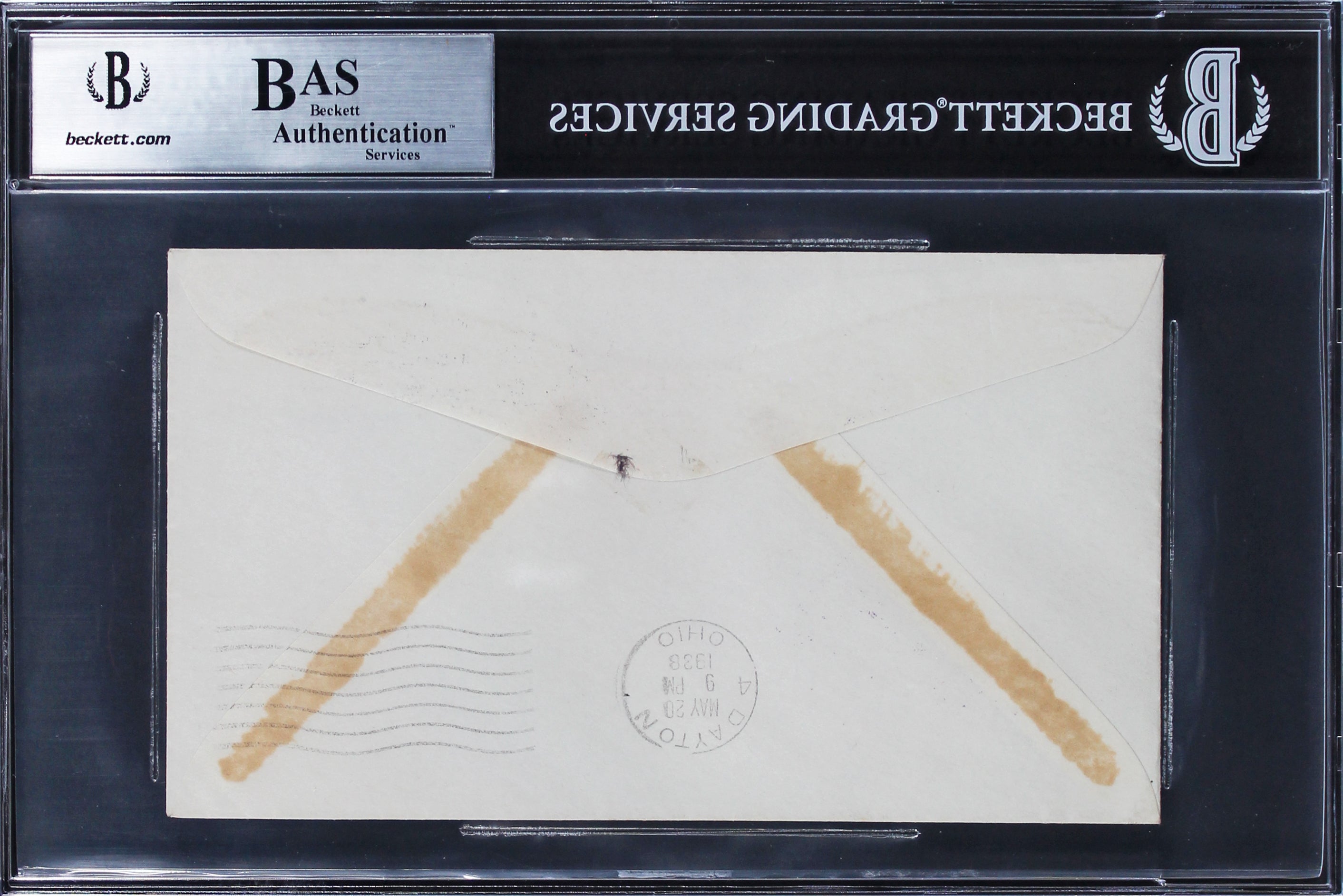 Orville Wright Signed 3.75x6.5 1938 National Air Mail Week Cachet BAS Slabbed