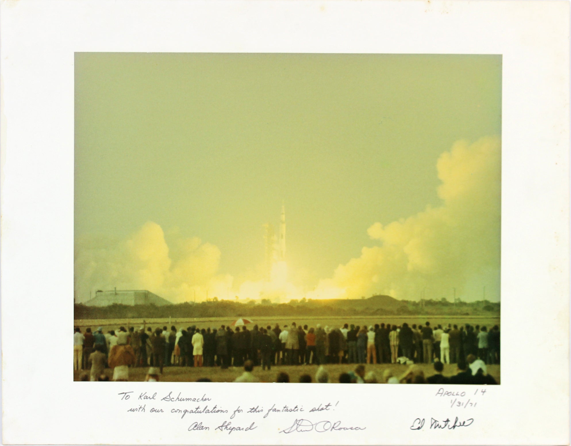 Apollo 14 (3) Shepard, Roosa & Mitchell Signed Mounted 10.35x13.5 Photo BAS