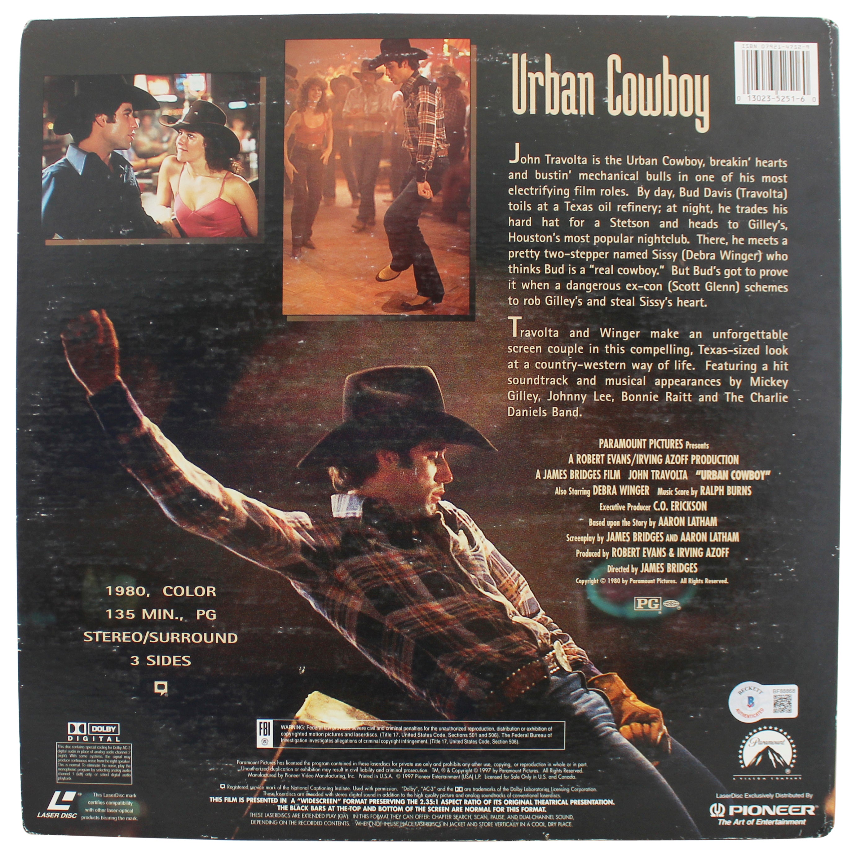 John Travolta Urban Cowboy Authentic Signed Laserdisc Cover BAS #BF88868
