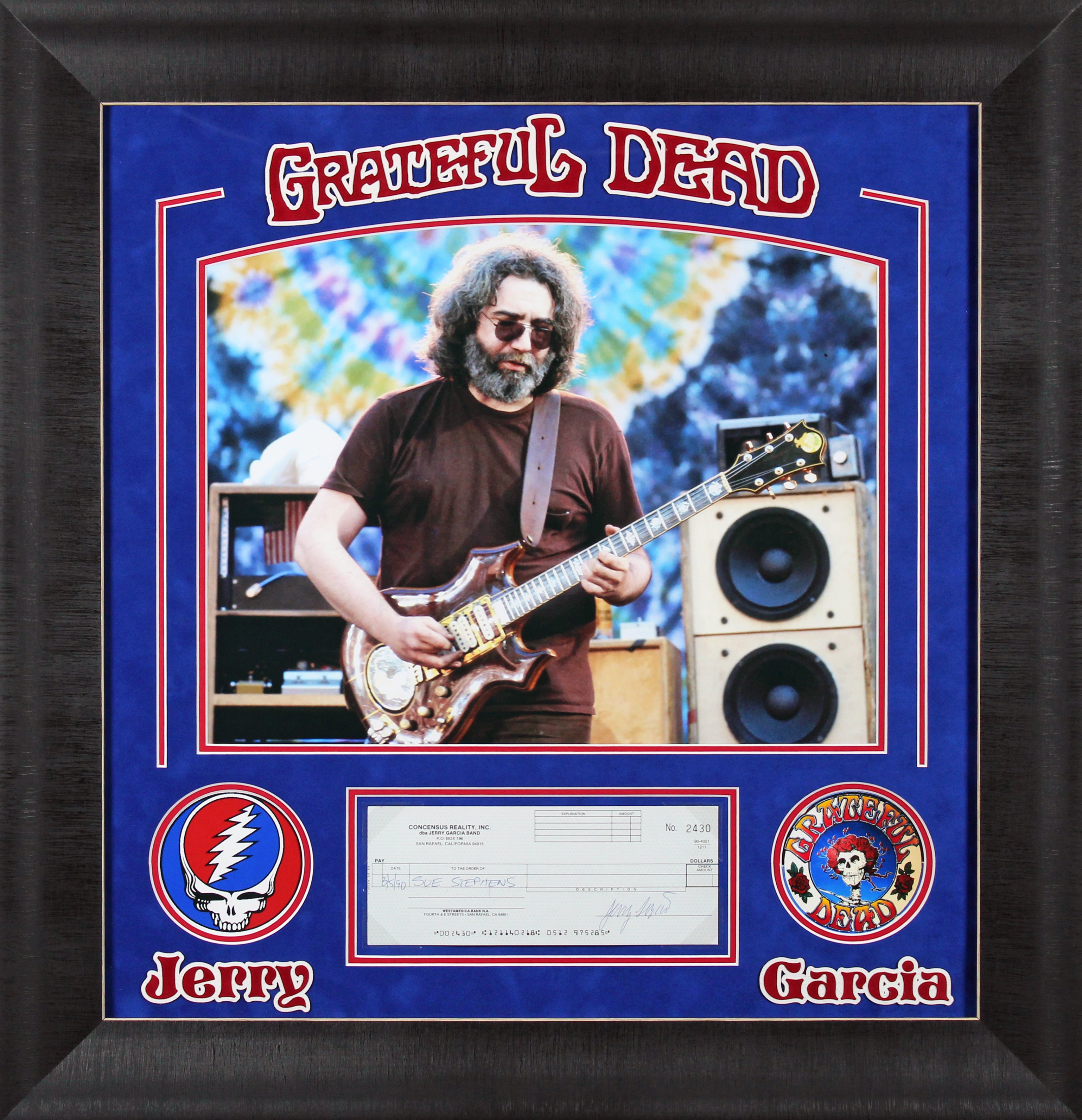 Jerry Garcia Grateful Dead Signed & Framed 3x8.25 Bank Draft Check BAS #AB76952