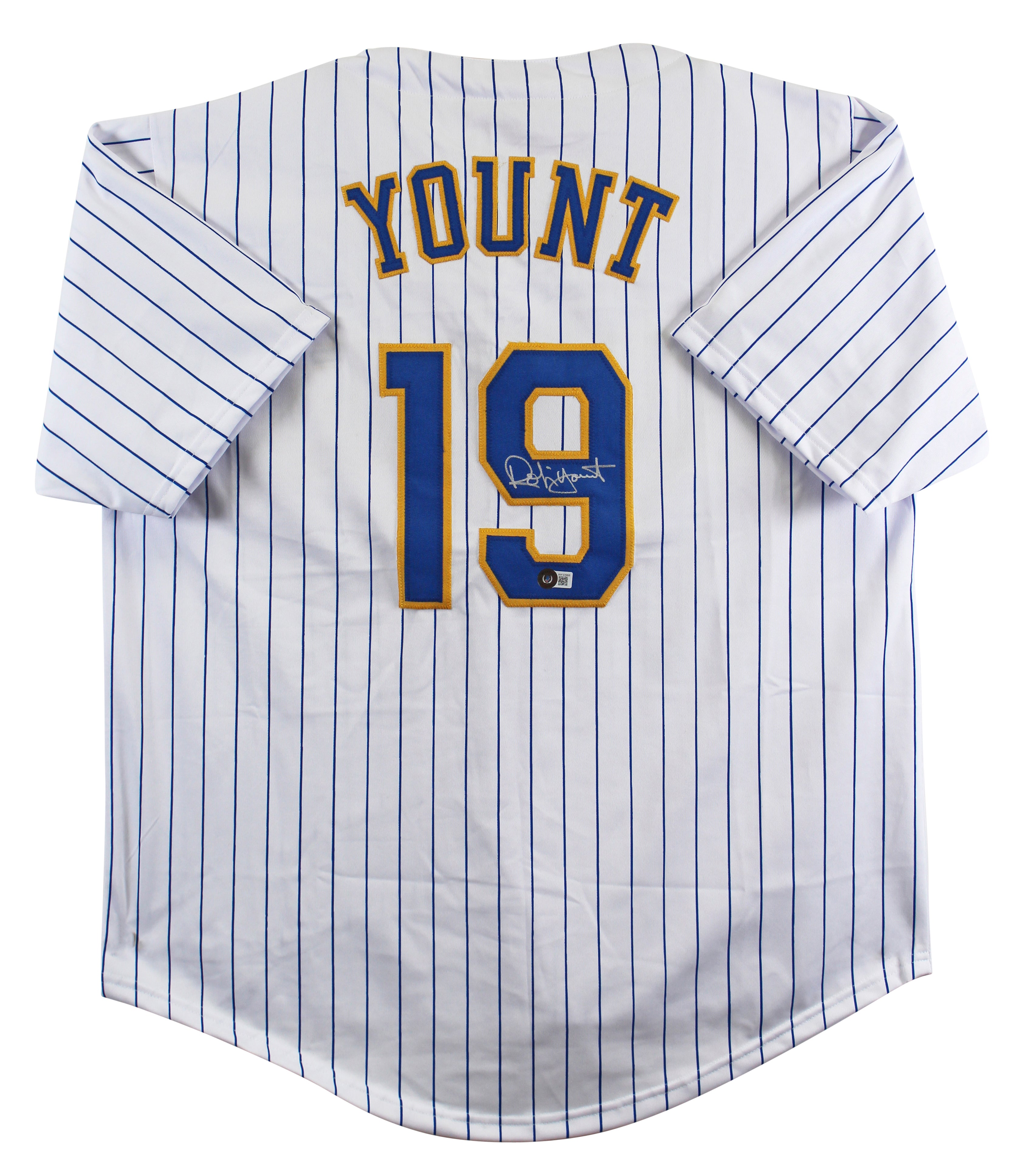 Robin Yount Authentic Signed White Pro Style Jersey Autographed BAS Witnessed