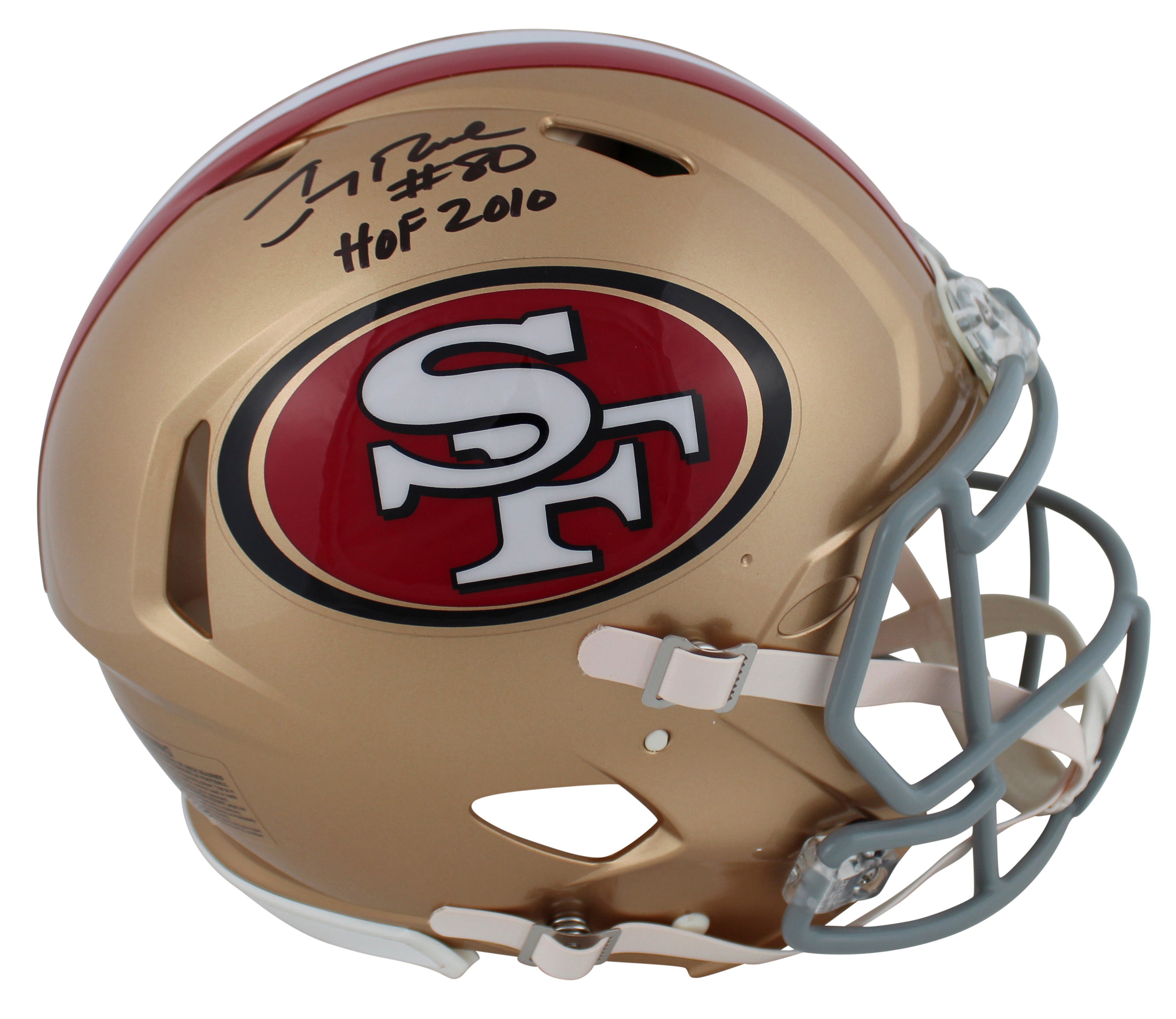 49ers Jerry Rice "HOF 2010" Signed Proline F/S Speed Helmet BAS Witnessed