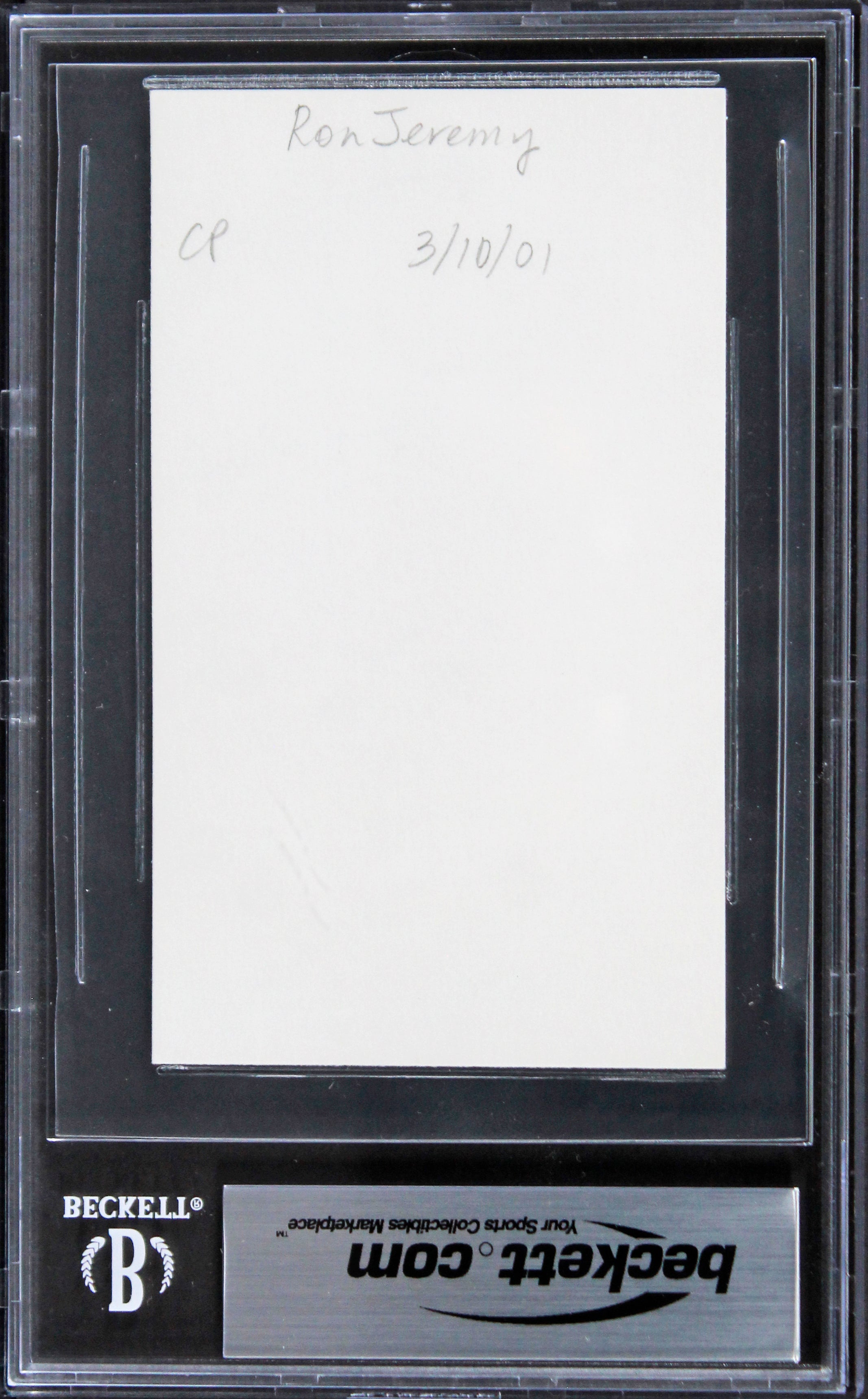 Ron Jeremy Adult Film Star Authentic Signed 3x5 Index Card BAS Slabbed