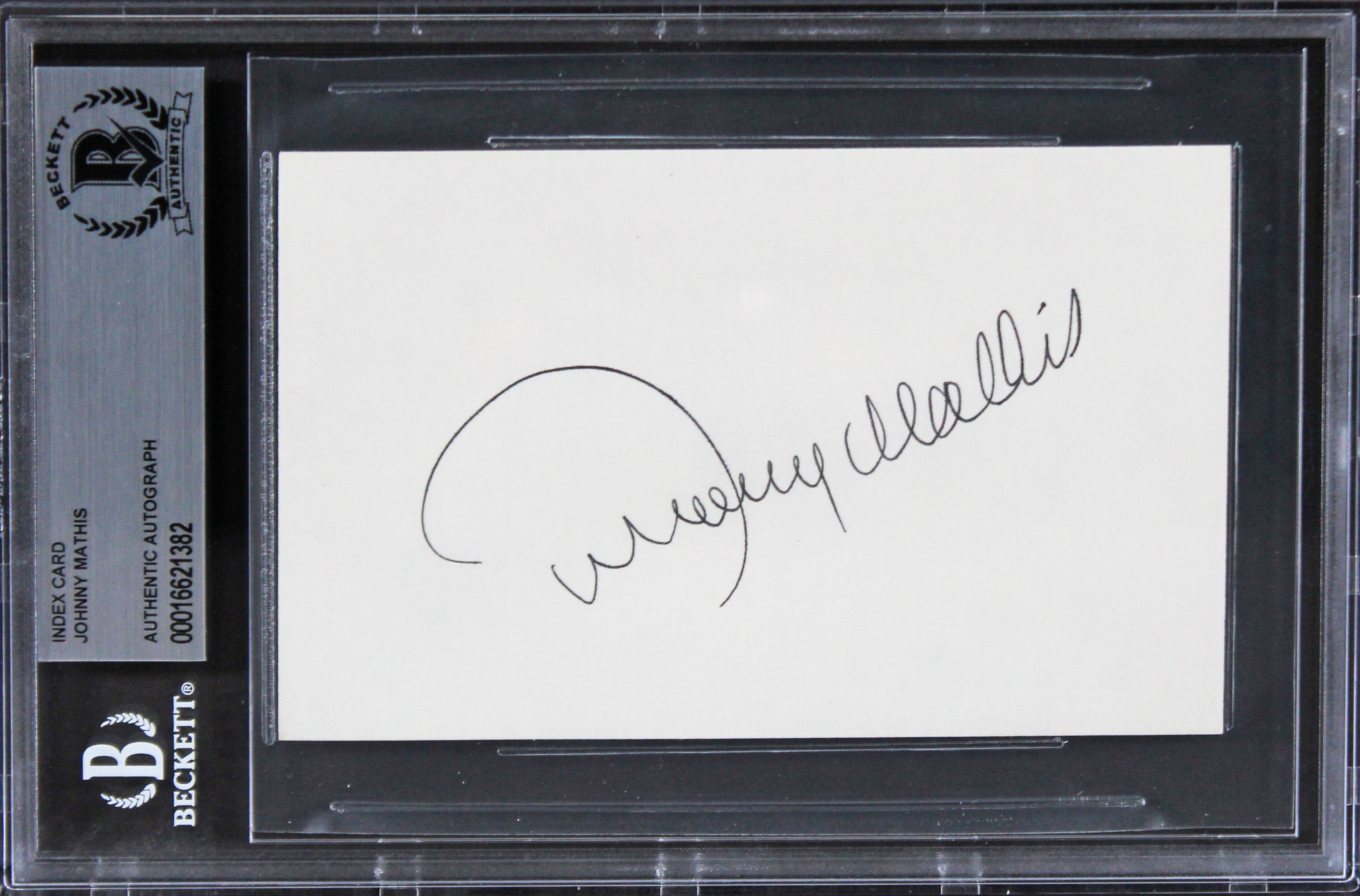 Johnny Mathis Singer Authentic Signed 3x5 Index Card Autographed BAS Slabbed