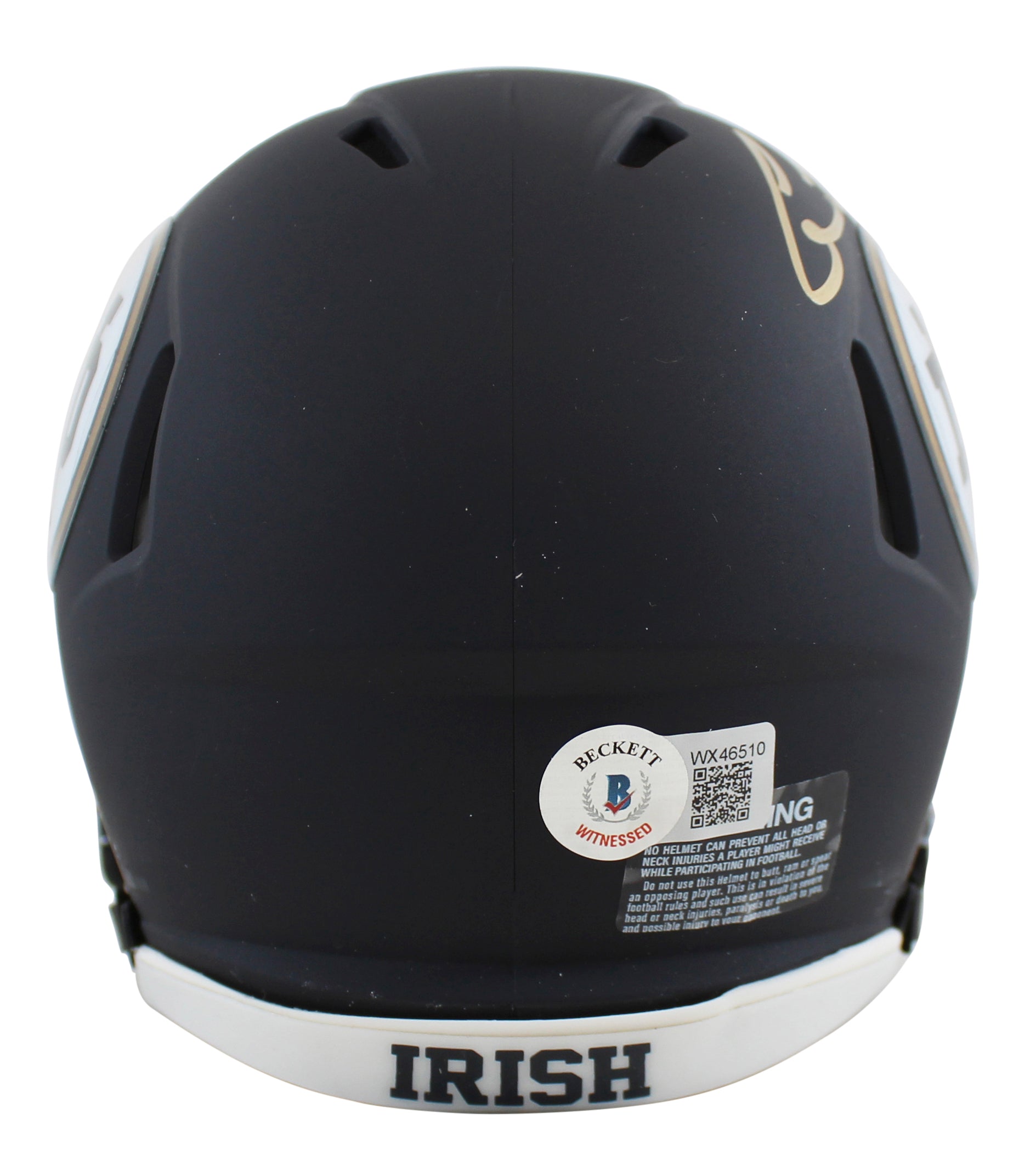 Notre Dame Cole Kmet "Go Irish" Authentic Signed Navy Speed Mini Helmet BAS Wit