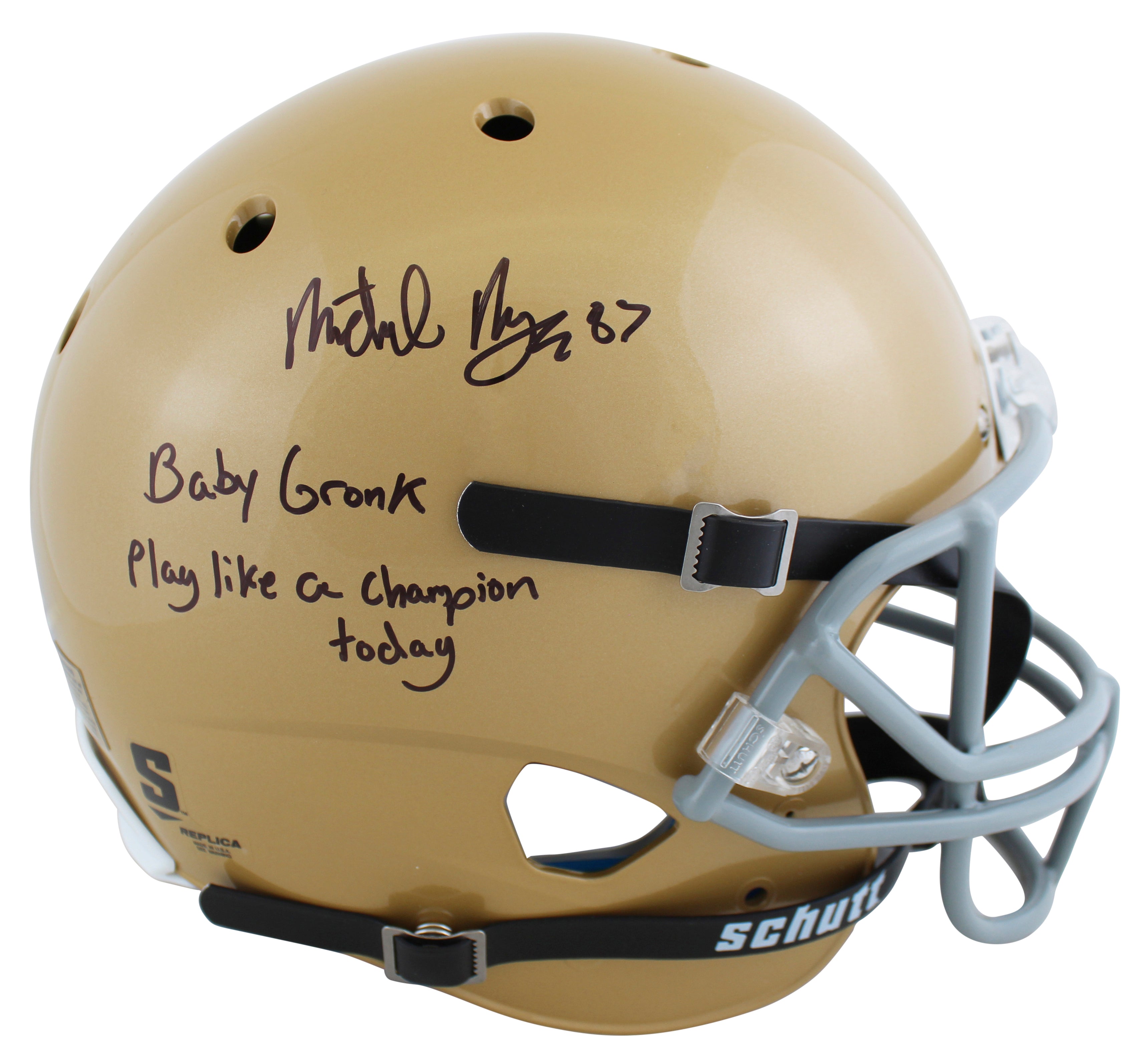 Notre Dame Michael Mayer "2x Insc" Signed Schutt F/S Speed Rep Helmet BAS Wit
