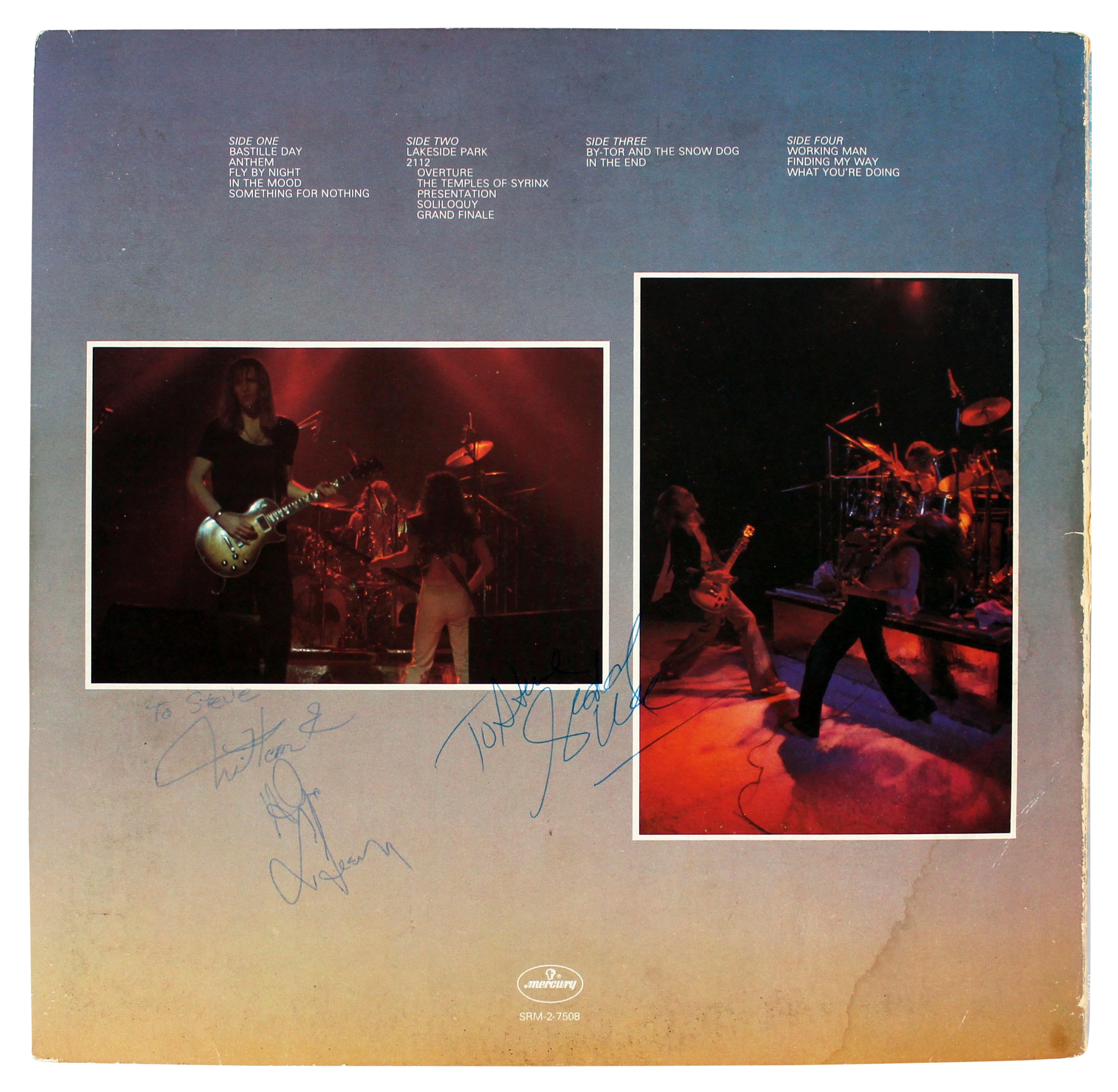 Rush (3) Lee, Lifeson & Peart Authentic Signed Album Cover W/ Vinyl BAS #AC33484
