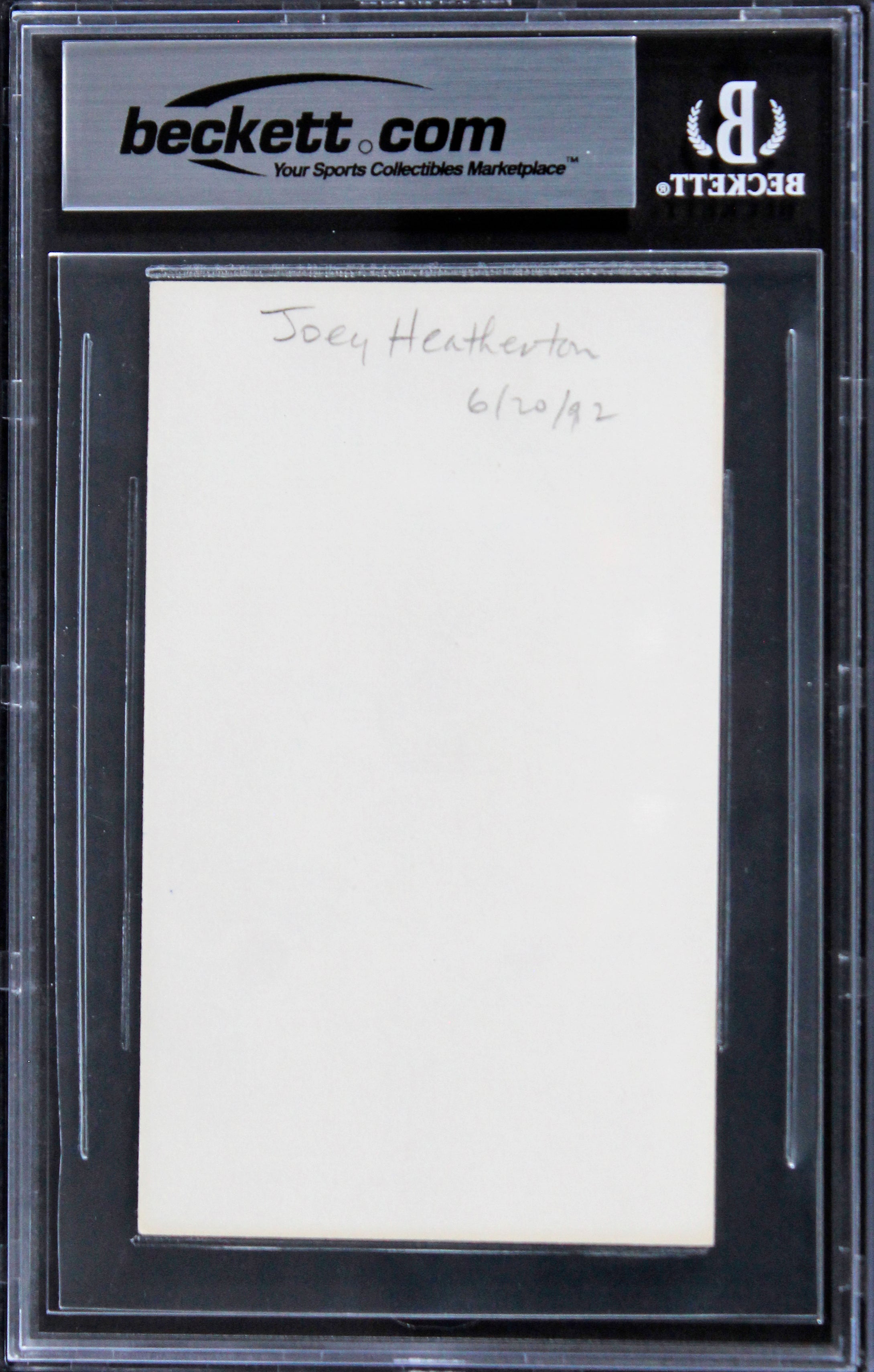 Joey Heatherton Variety show Authentic Signed 3x5 Index Card BAS Slabbed