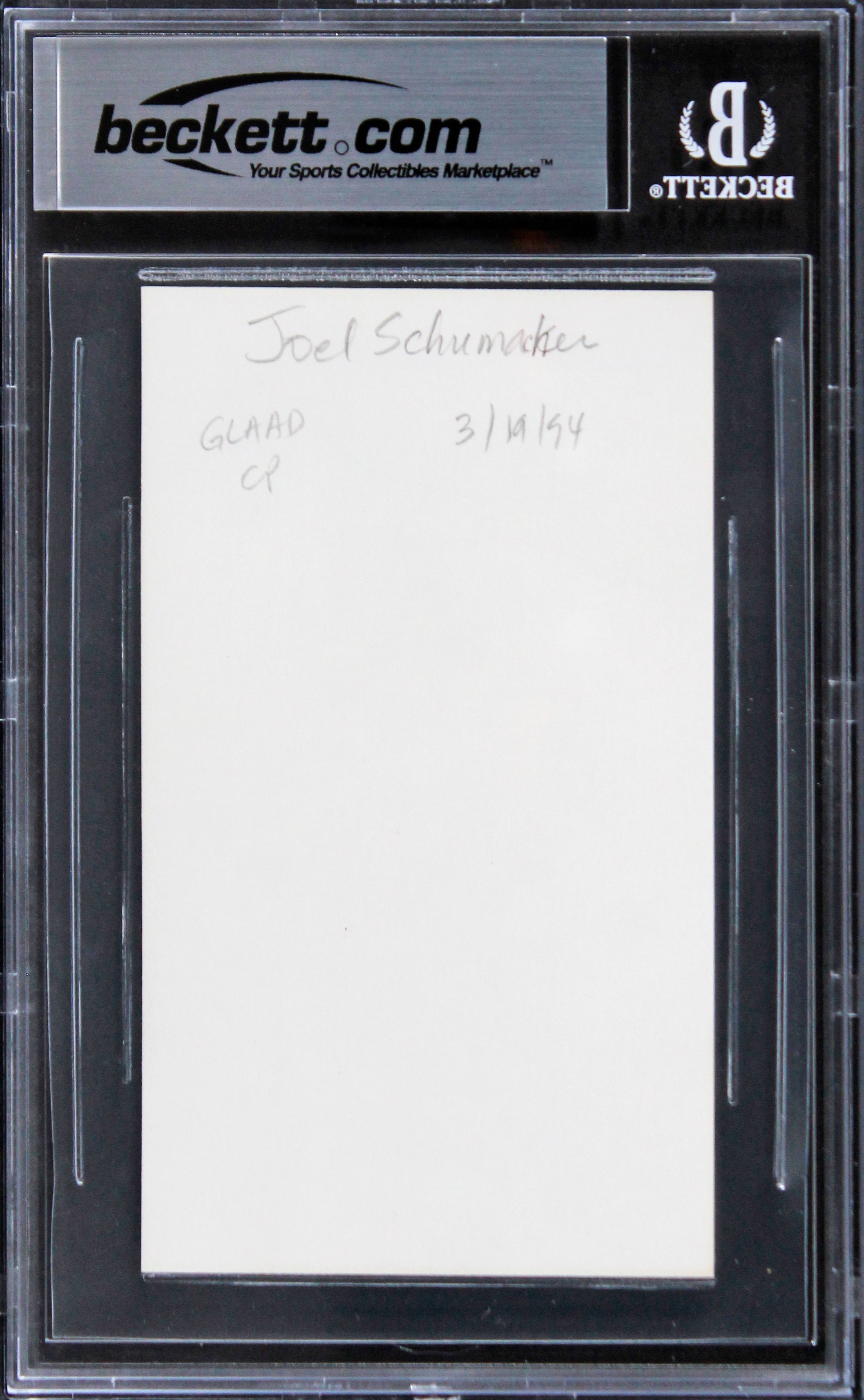 Joel Schumacher The Client Authentic Signed 3x5 Index Card BAS Slabbed 1