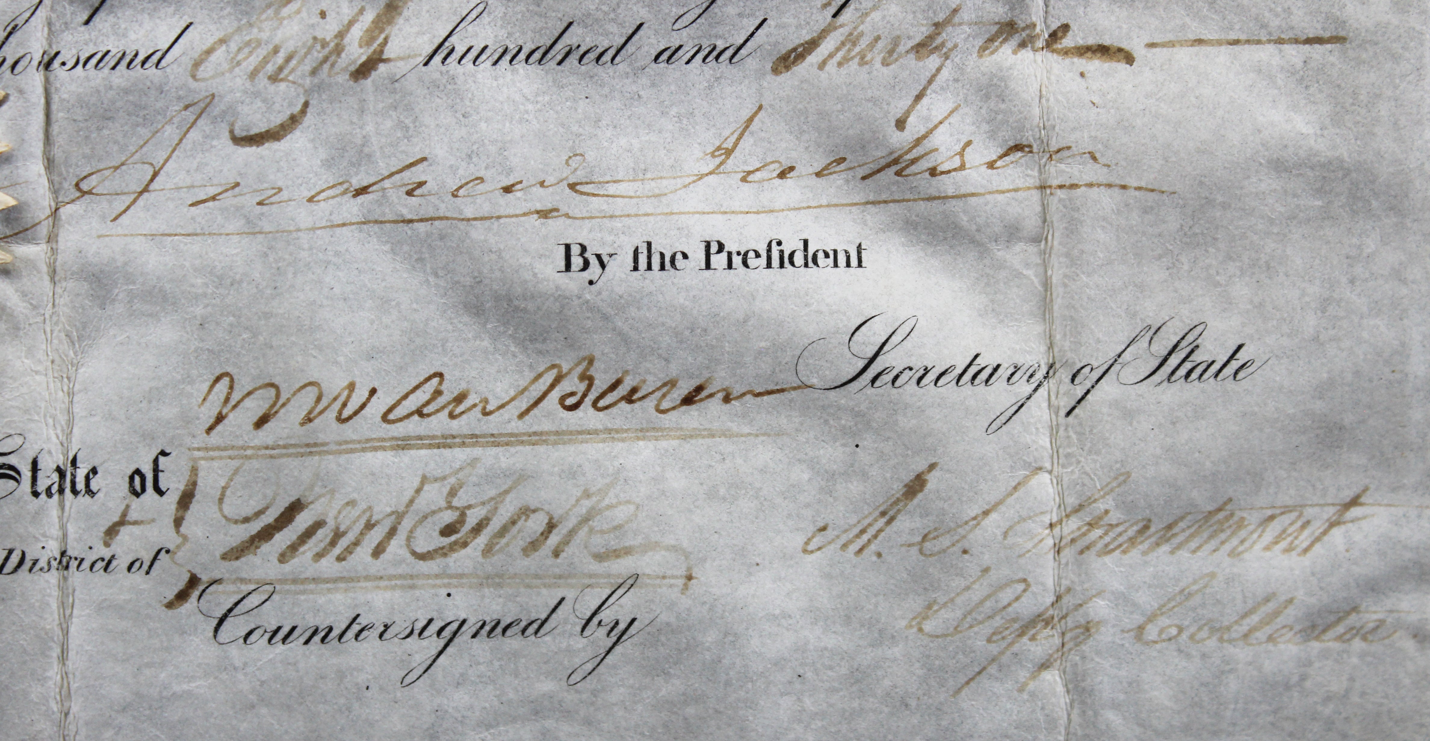 Andrew Jackson & Martin Van Buren Signed 10.25x13.75 1831 Ship's Passport JSA