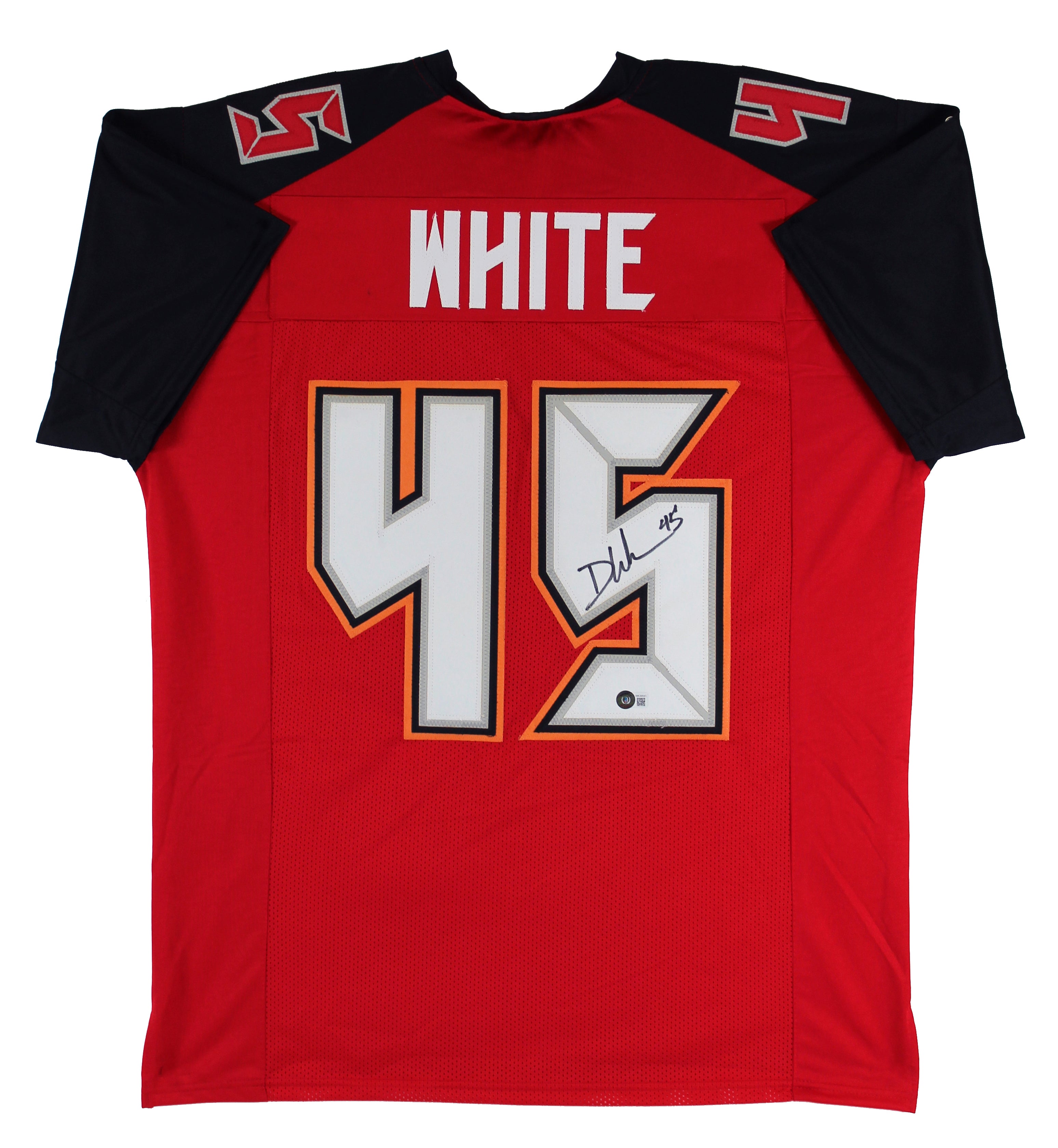 Devin White Authentic Signed Red Pro Style Jersey w/ Black Shoulder BAS Witness