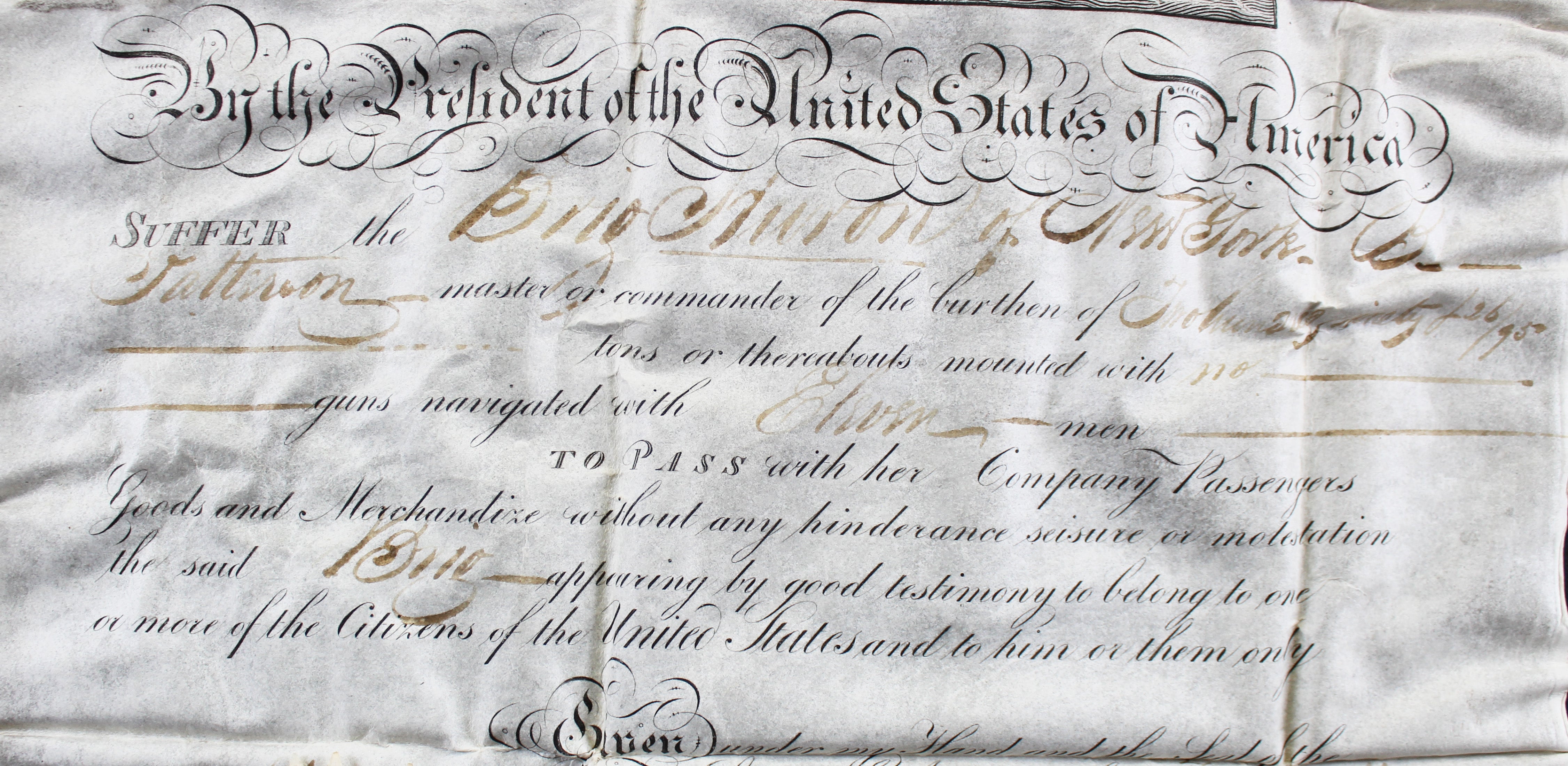 Andrew Jackson & Martin Van Buren Signed 10.25x13.75 1831 Ship's Passport JSA