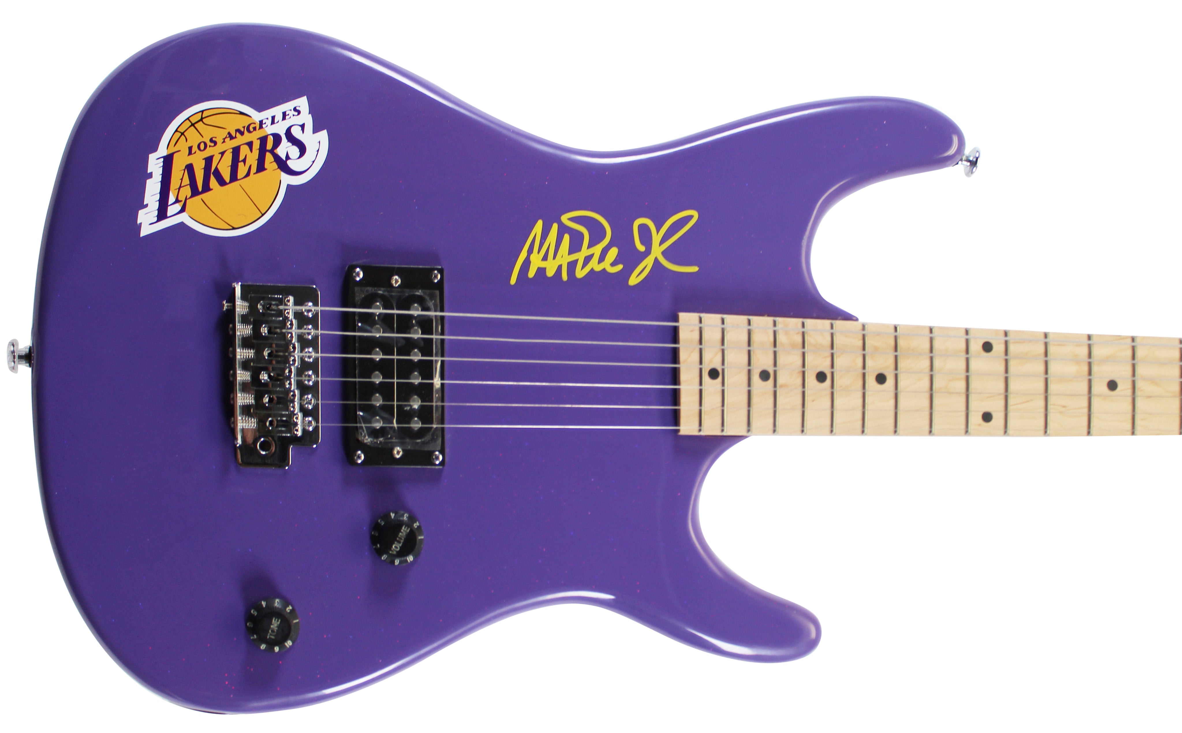 Lakers Magic Johnson Signed Metallic Purple Viper Electric Guitar BAS Witnessed