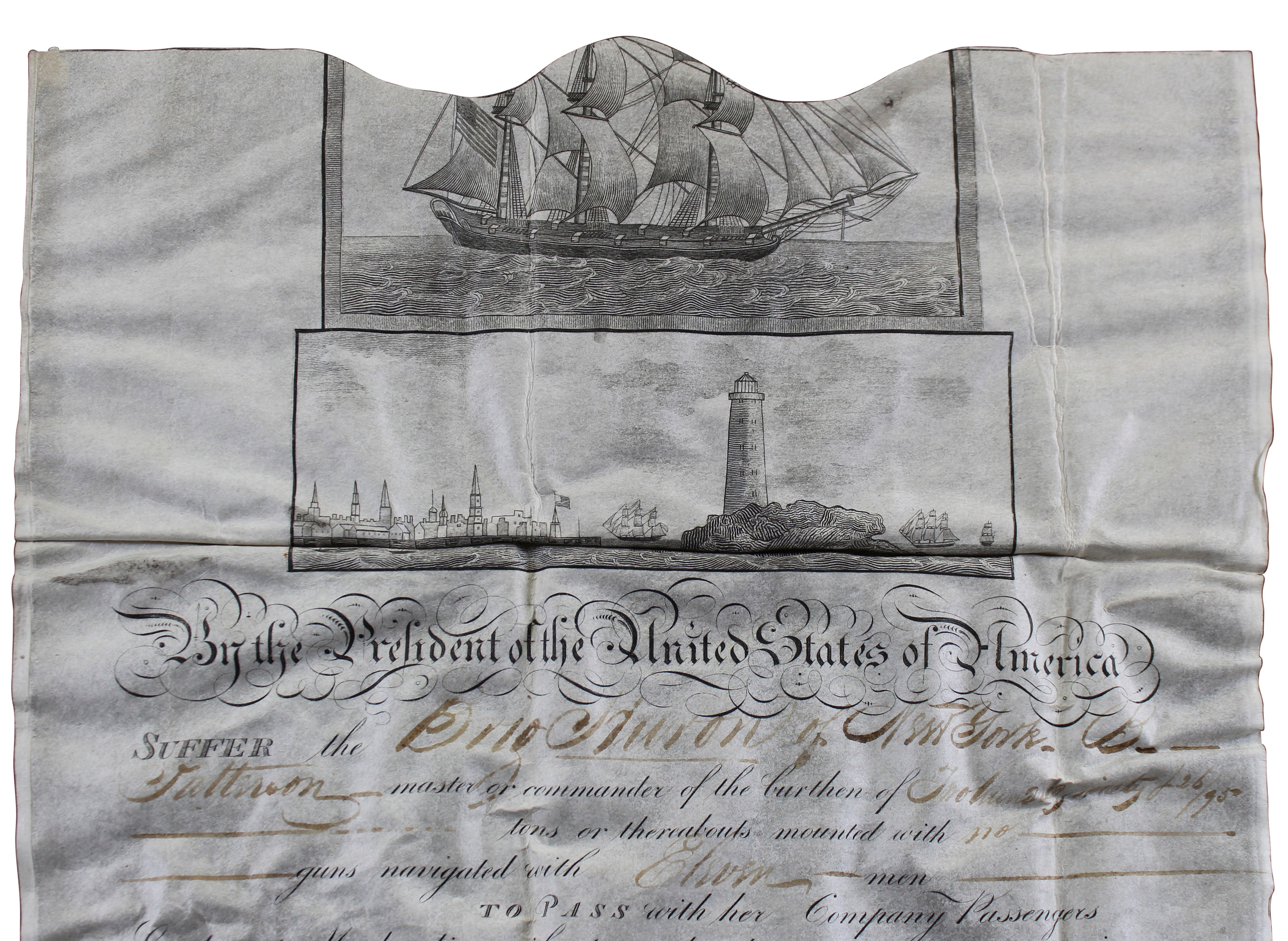 Andrew Jackson & Martin Van Buren Signed 10.25x13.75 1831 Ship's Passport JSA