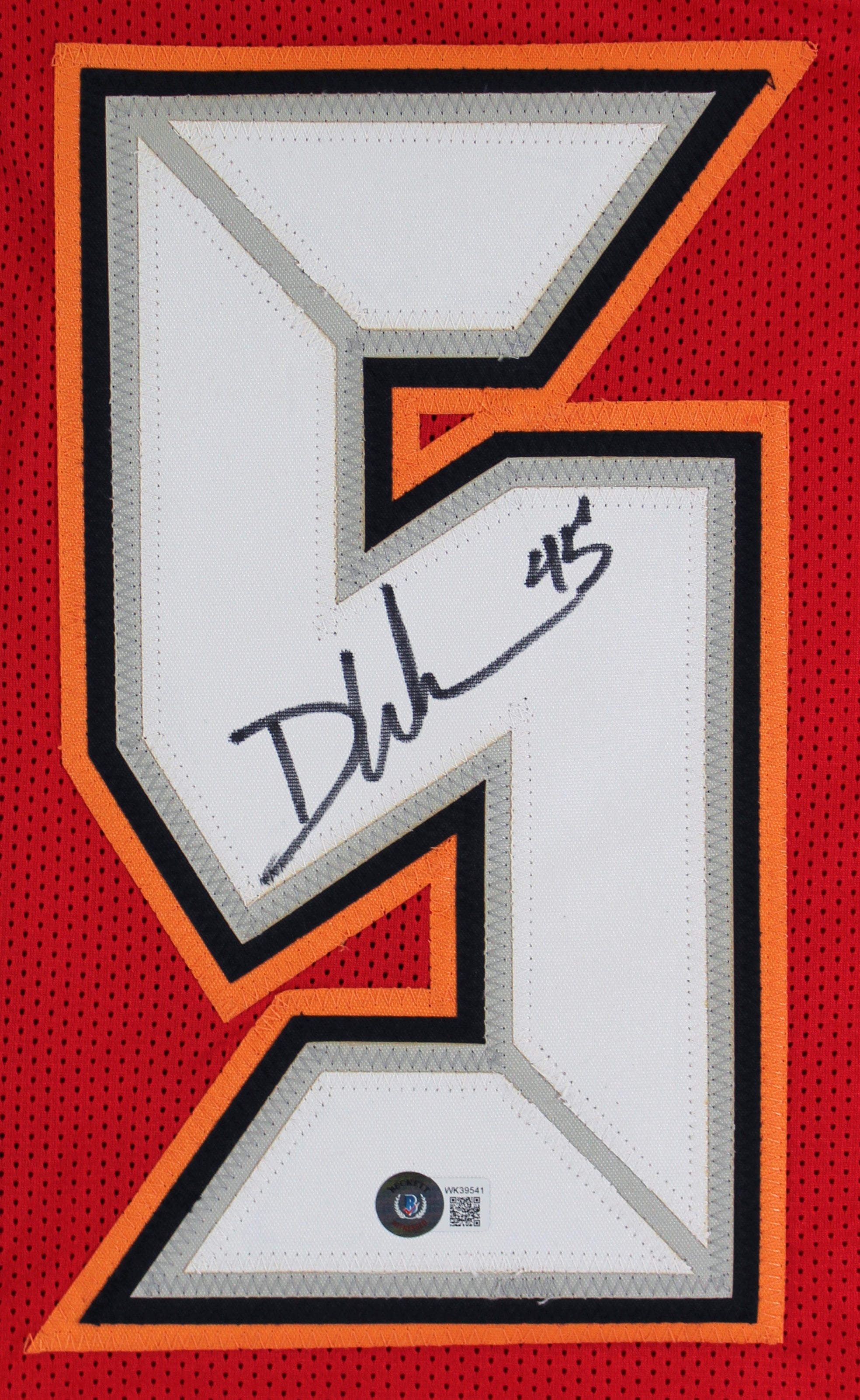 Devin White Authentic Signed Red Pro Style Jersey w/ Black Shoulder BAS Witness