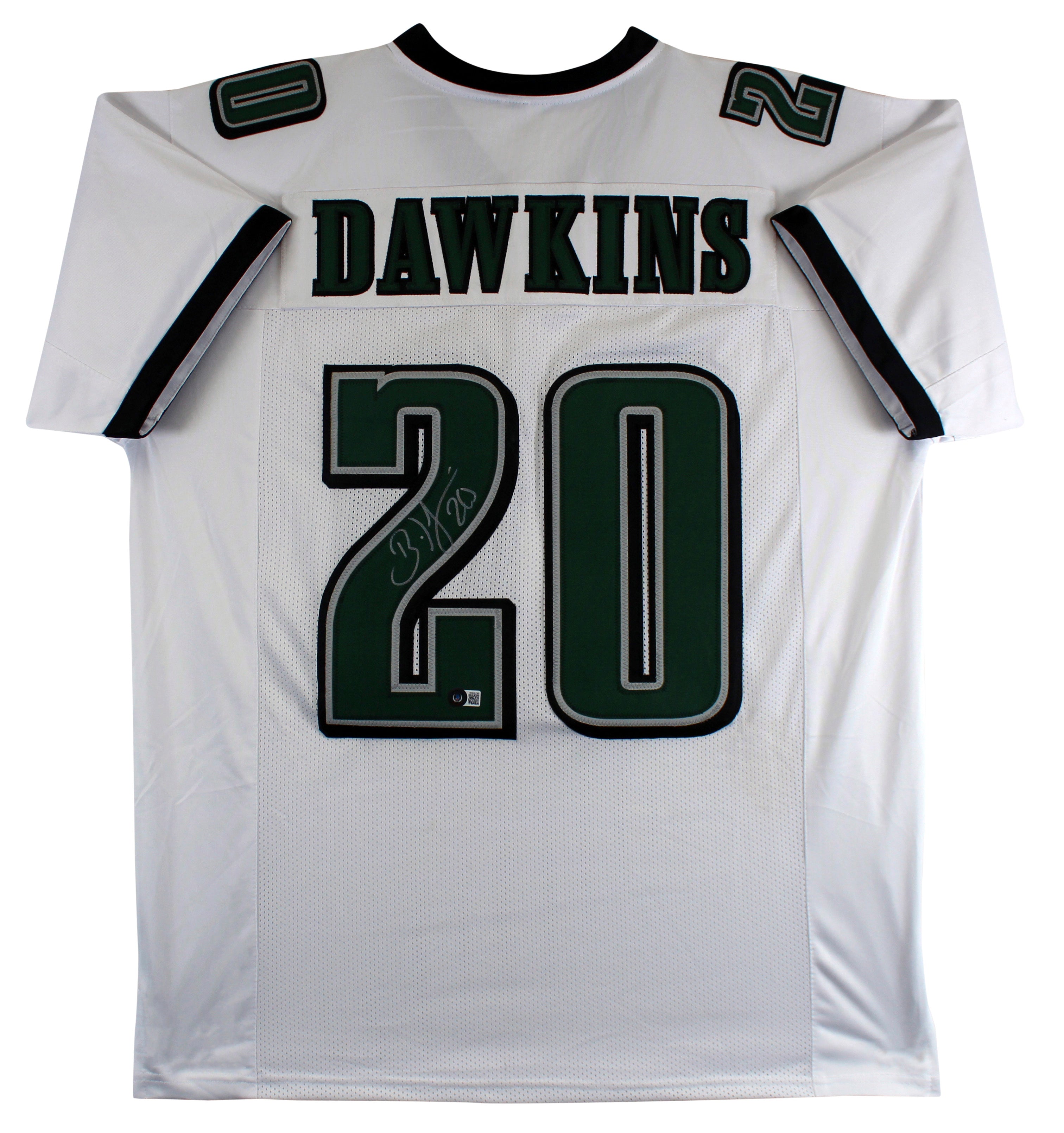 Brian Dawkins Authentic Signed White Pro Style Jersey Autographed BAS Witnessed