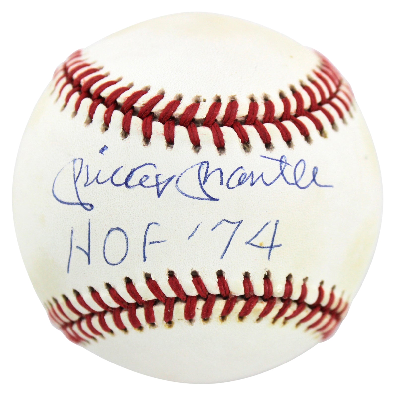 Yankees Mickey Mantle 'HOF 1974' Signed Authentic OML Baseball PSA/DNA #D65762