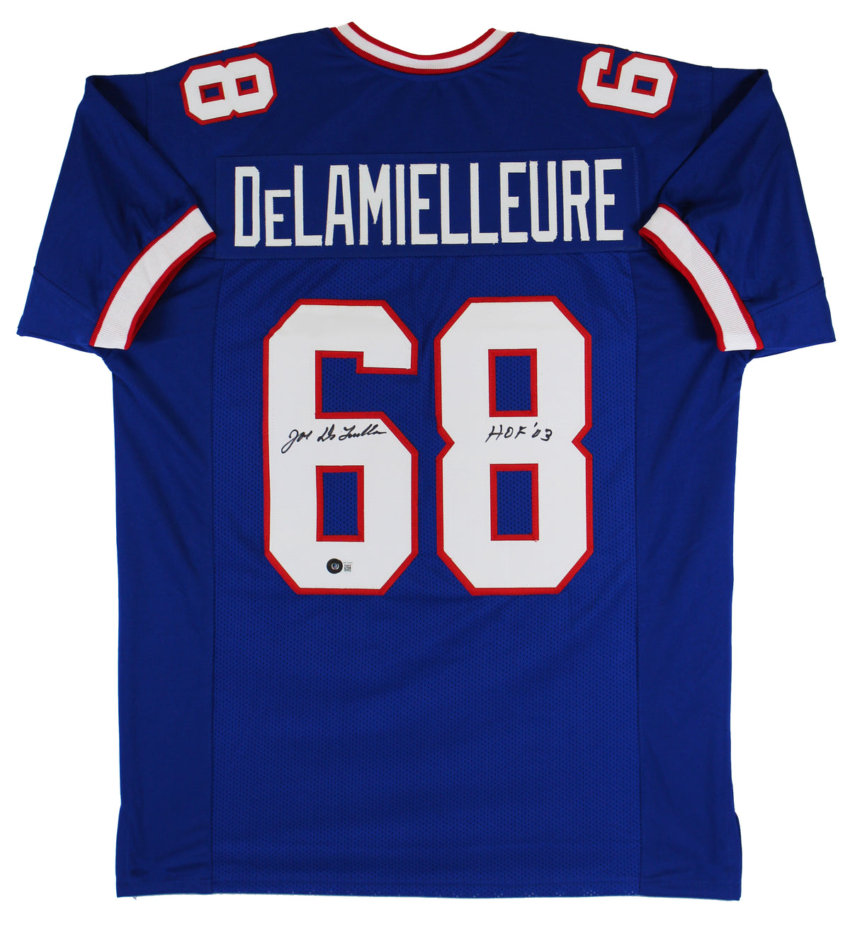 Joe DeLamielleure "HOF 03" Authentic Signed Blue Pro Style Jersey BAS Witnessed