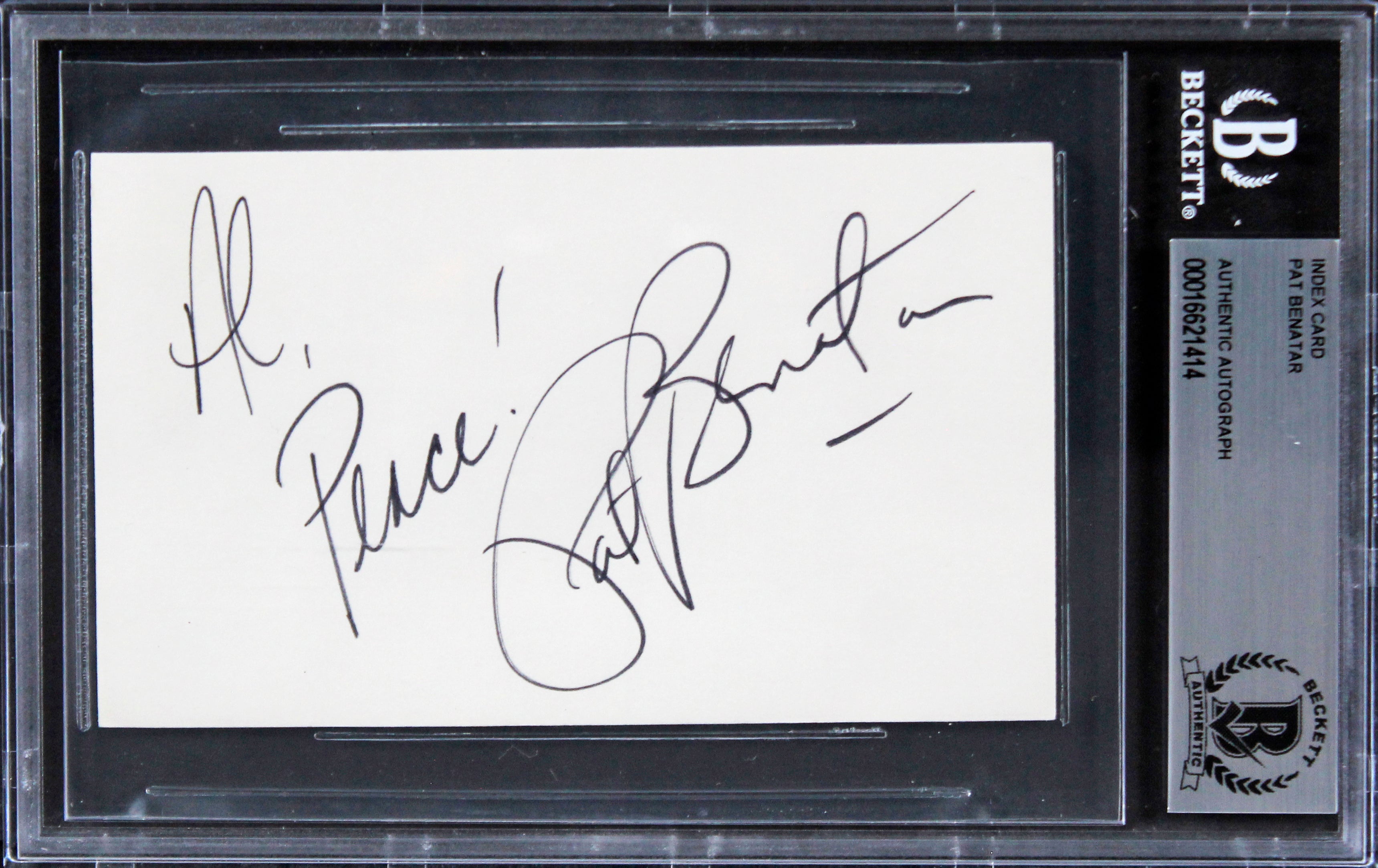 Pat Benatar Singer Authentic Signed 3x5 Index Card Autographed BAS Slabbed