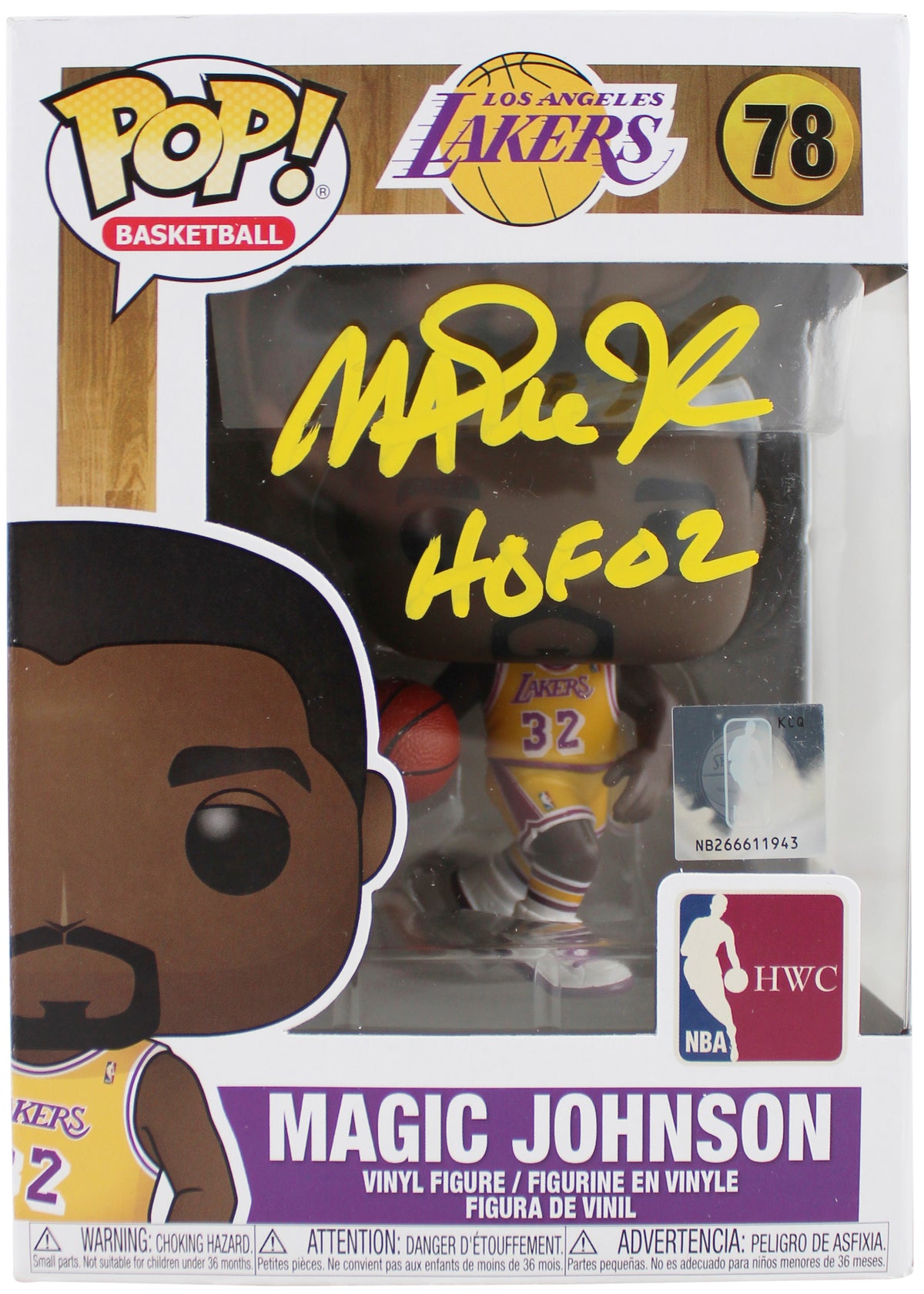 Lakers Magic Johnson "HOF 02" Signed NBA HWC #78 Funko Pop Vinyl Figure Sig BAS
