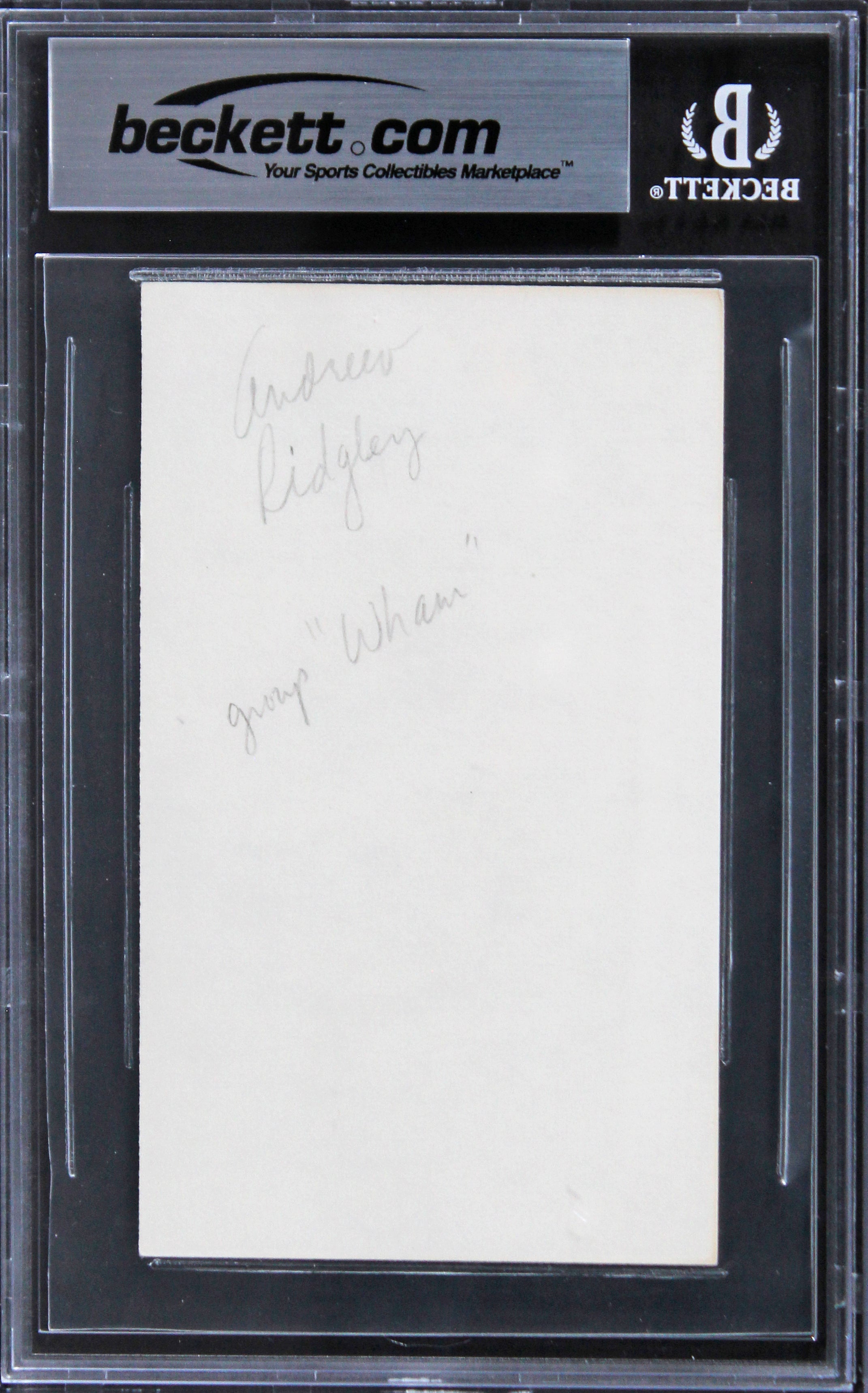 Andrew Ridgeley Wham! Authentic Signed 3x5 Index Card Autographed BAS Slabbed
