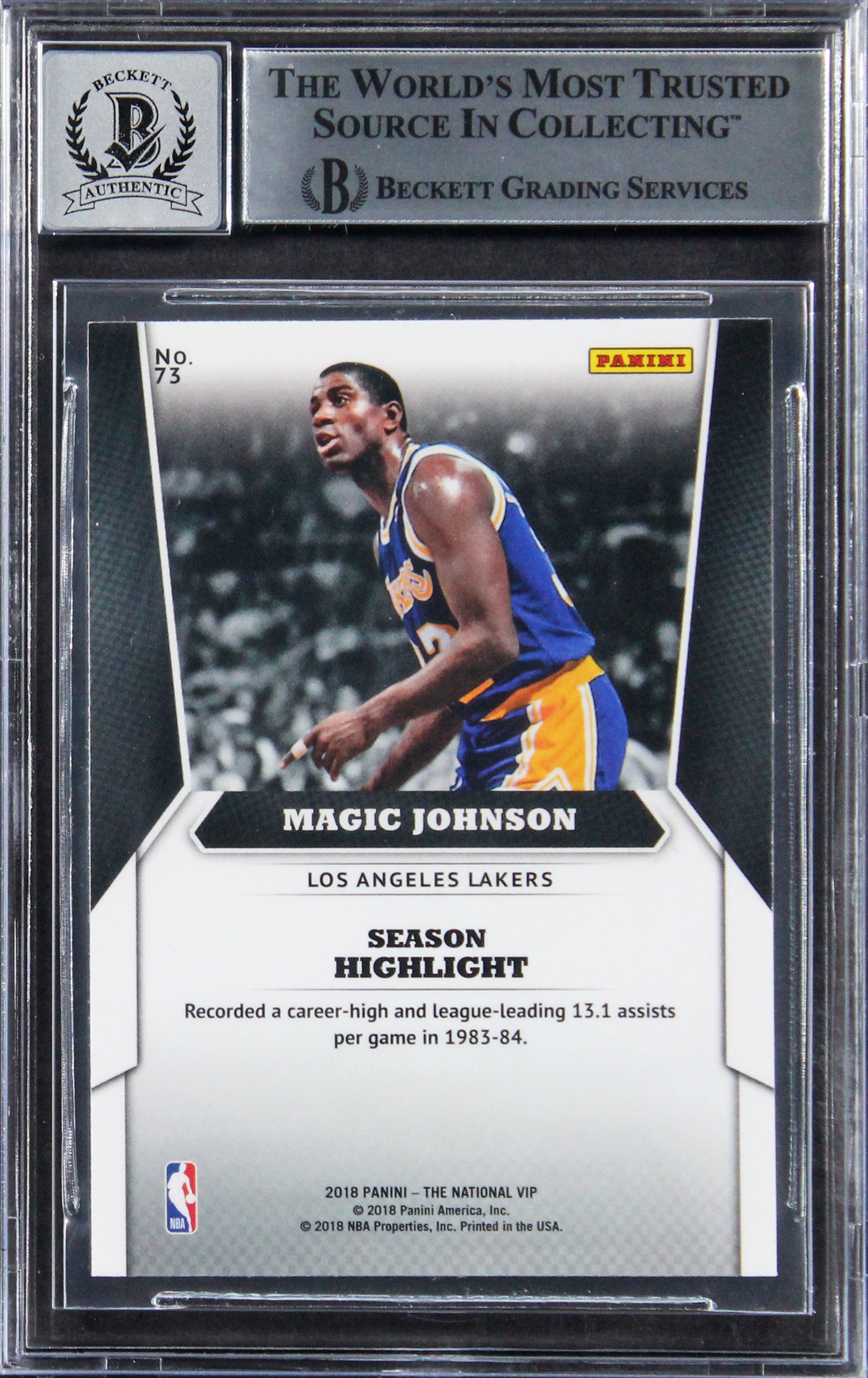 Lakers Magic Johnson Signed 2018 National Convention #73 Card Auto 10 BAS Slab