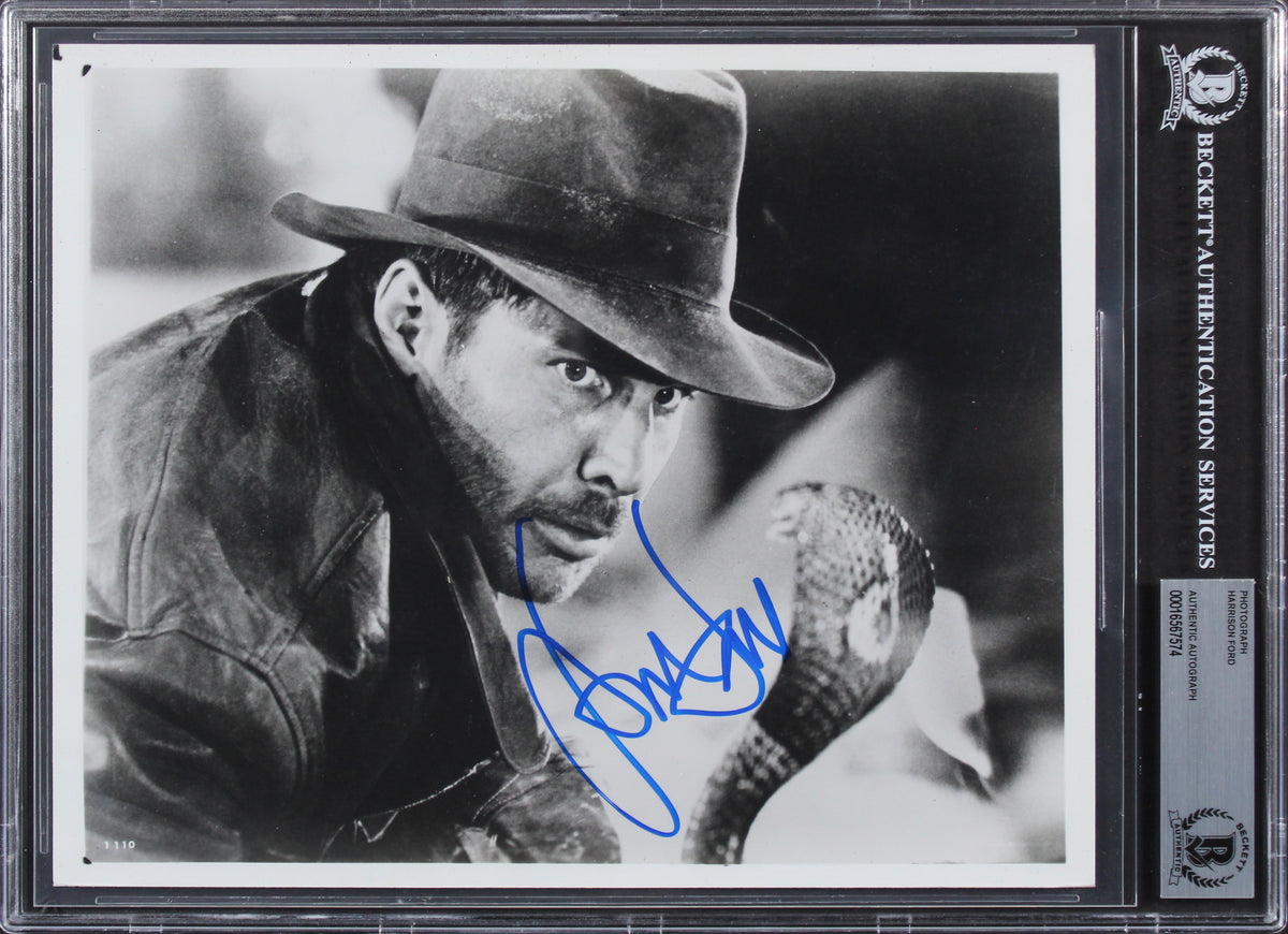 Harrison Ford Indiana Jones Raiders of the Lost Ark Signed 8x10 Photo BAS Slab