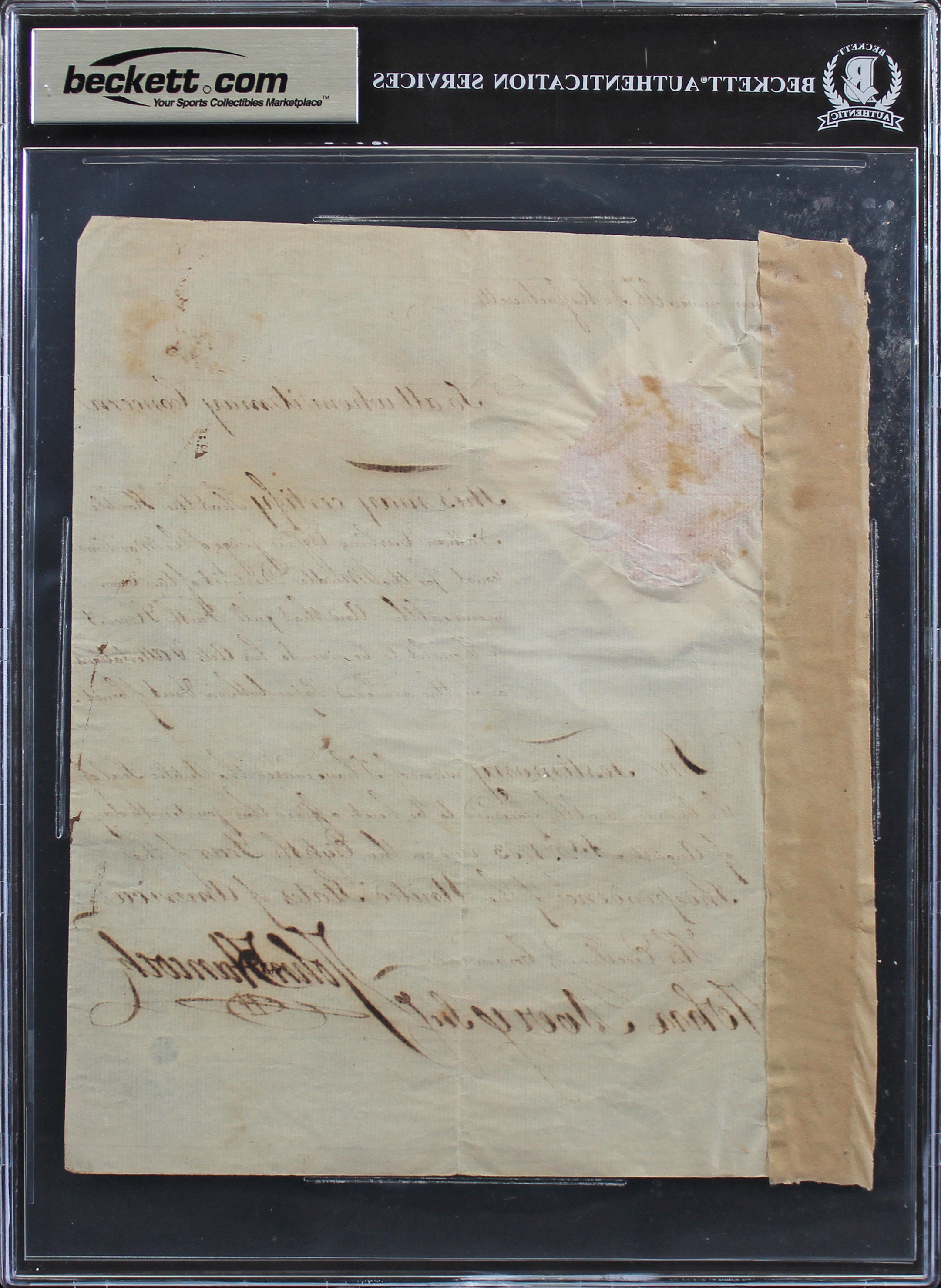 John Hancock Signed 7.5x9 1783 Maritime Judicial Appointment Auto 9 BAS Slabbed