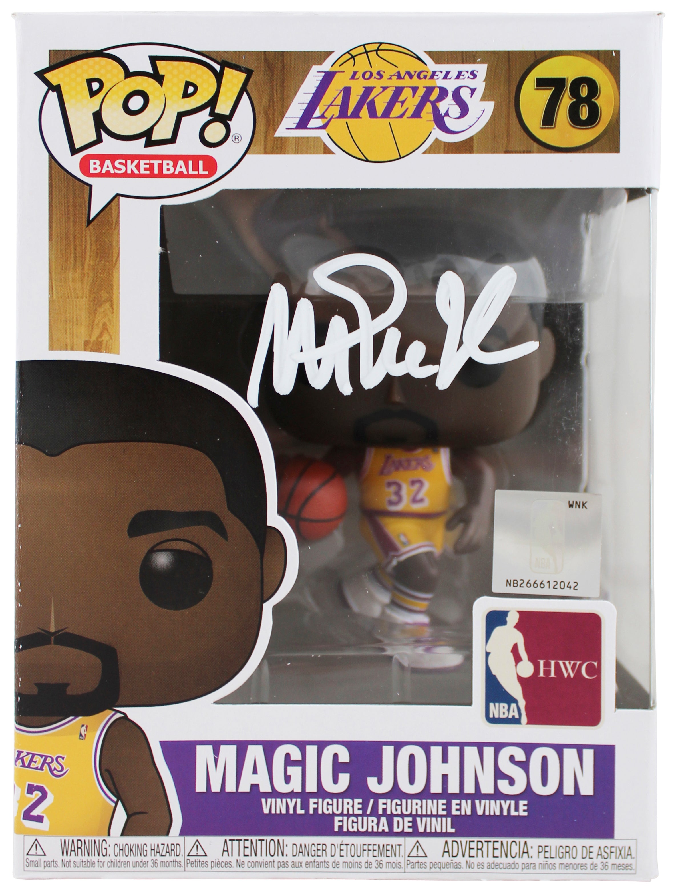 Lakers Magic Johnson Signed NBA HWC #78 Funko Pop Vinyl Figure w/ White Sig BAS
