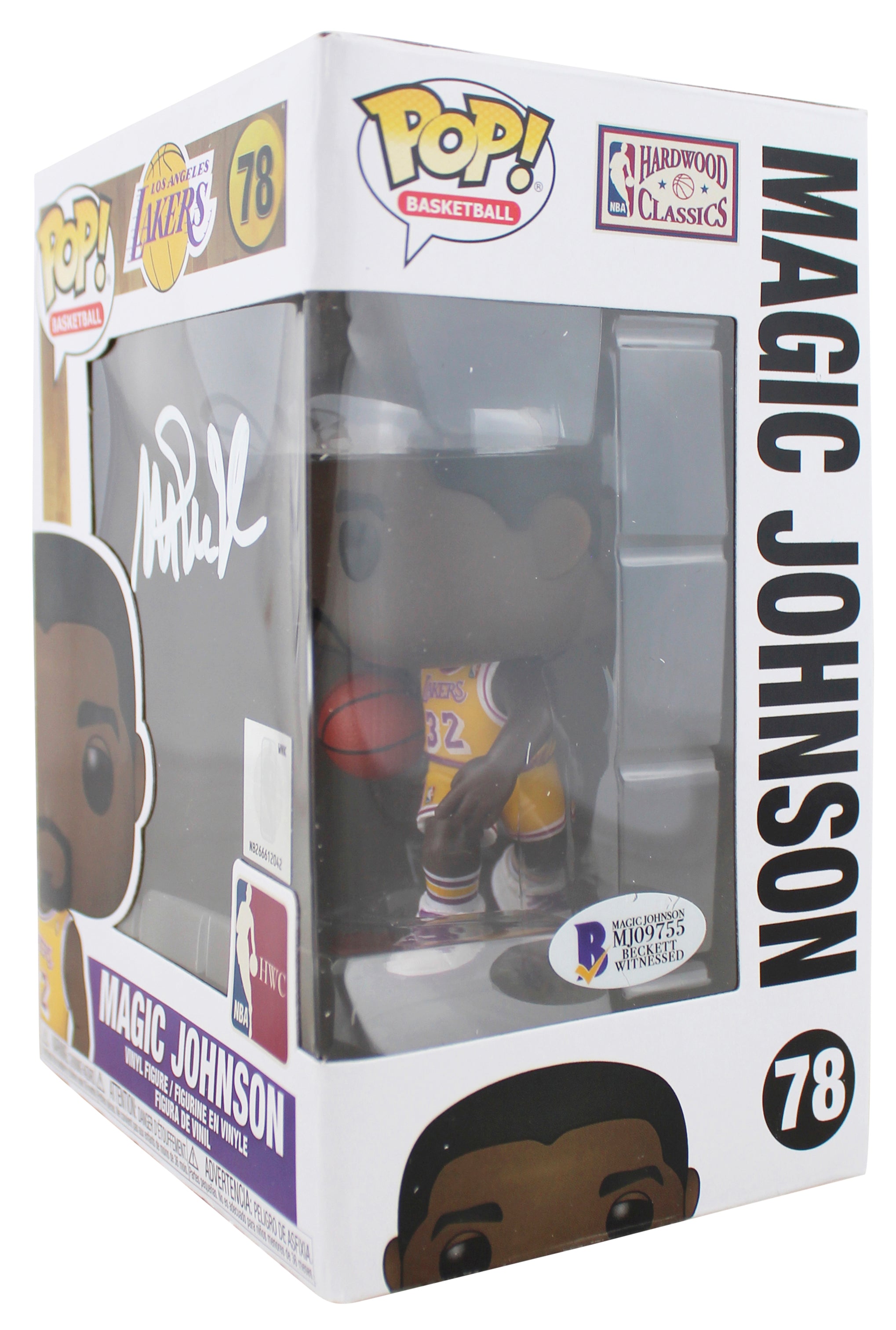 Lakers Magic Johnson Signed NBA HWC #78 Funko Pop Vinyl Figure w/ White Sig BAS