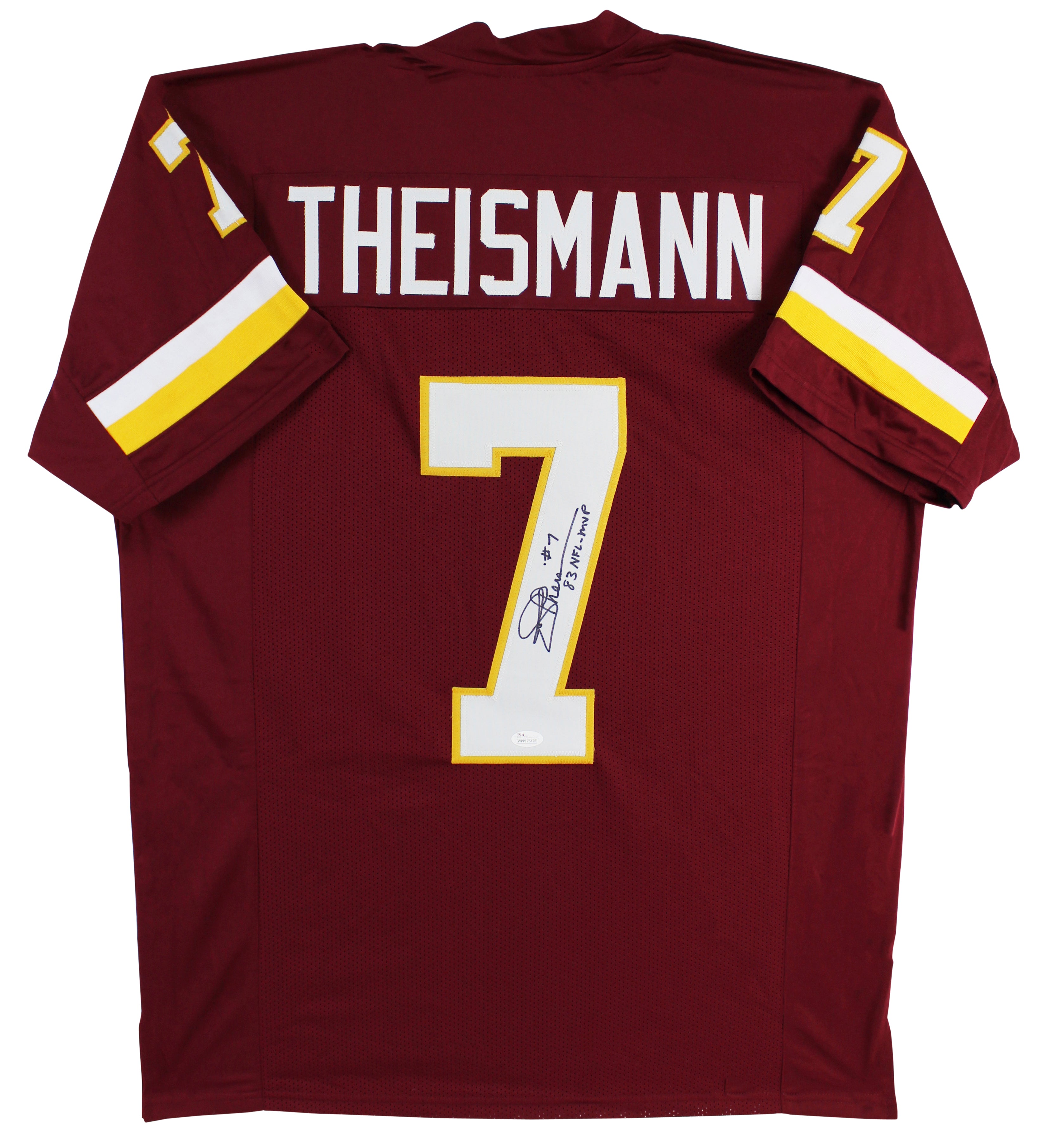 Joe Theismann "83 NFL MVP" Authentic Signed Maroon Pro Style Jersey JSA Witness