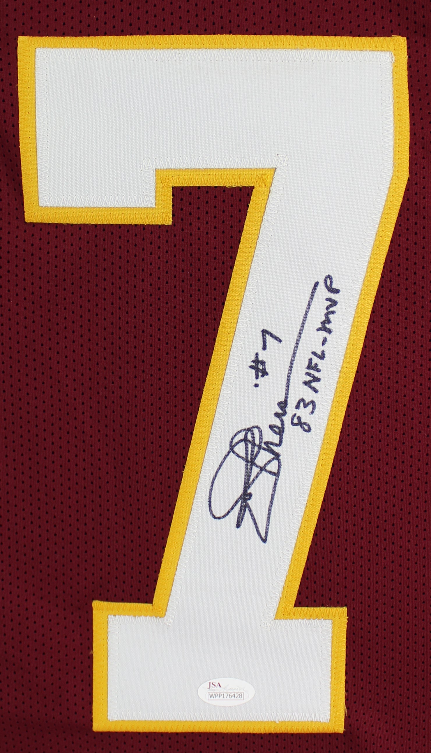 Joe Theismann "83 NFL MVP" Authentic Signed Maroon Pro Style Jersey JSA Witness