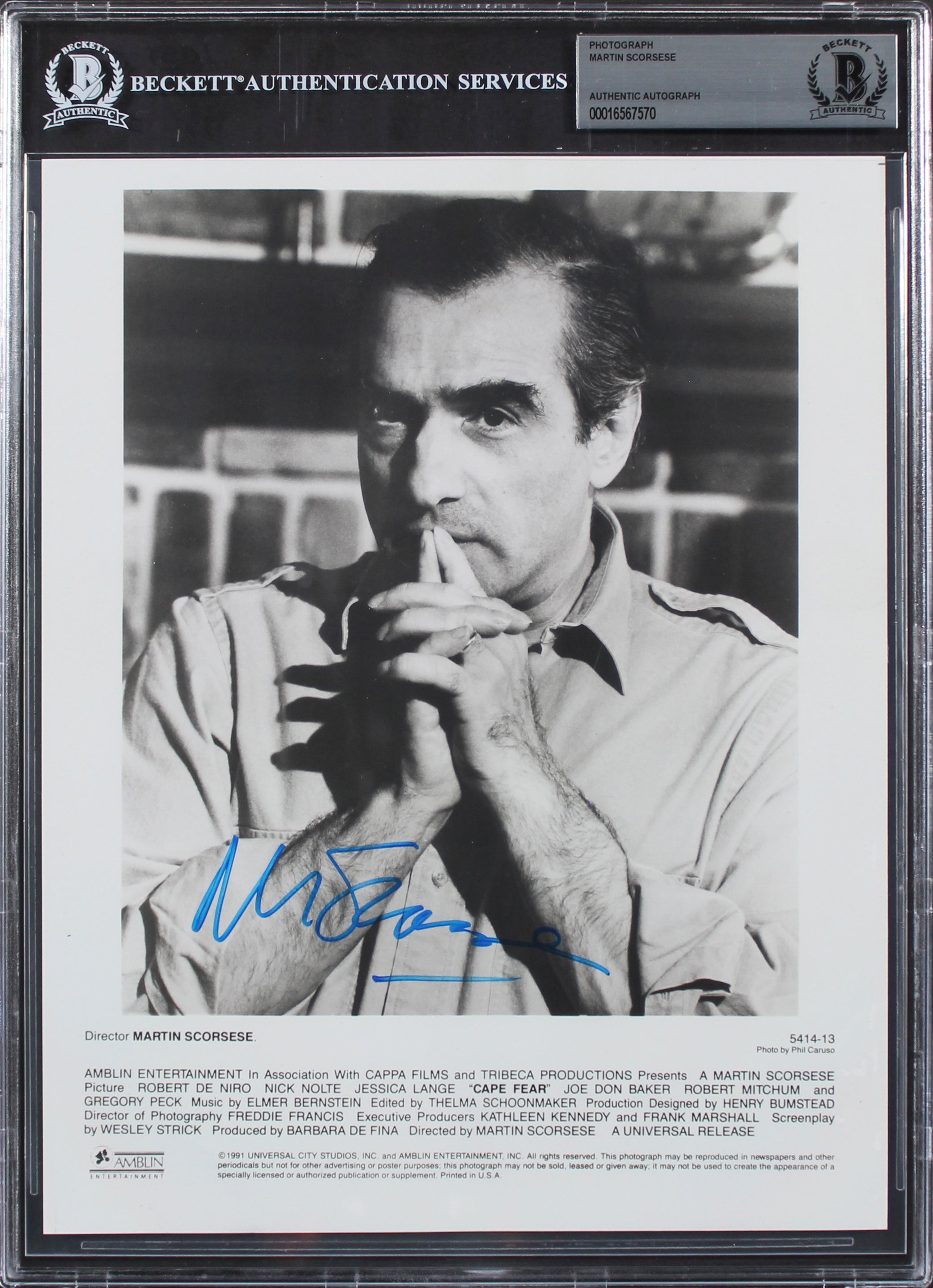 Martin Scorsese Cape Fear Authentic Signed 8x10 Photo Autographed BAS Slabbed