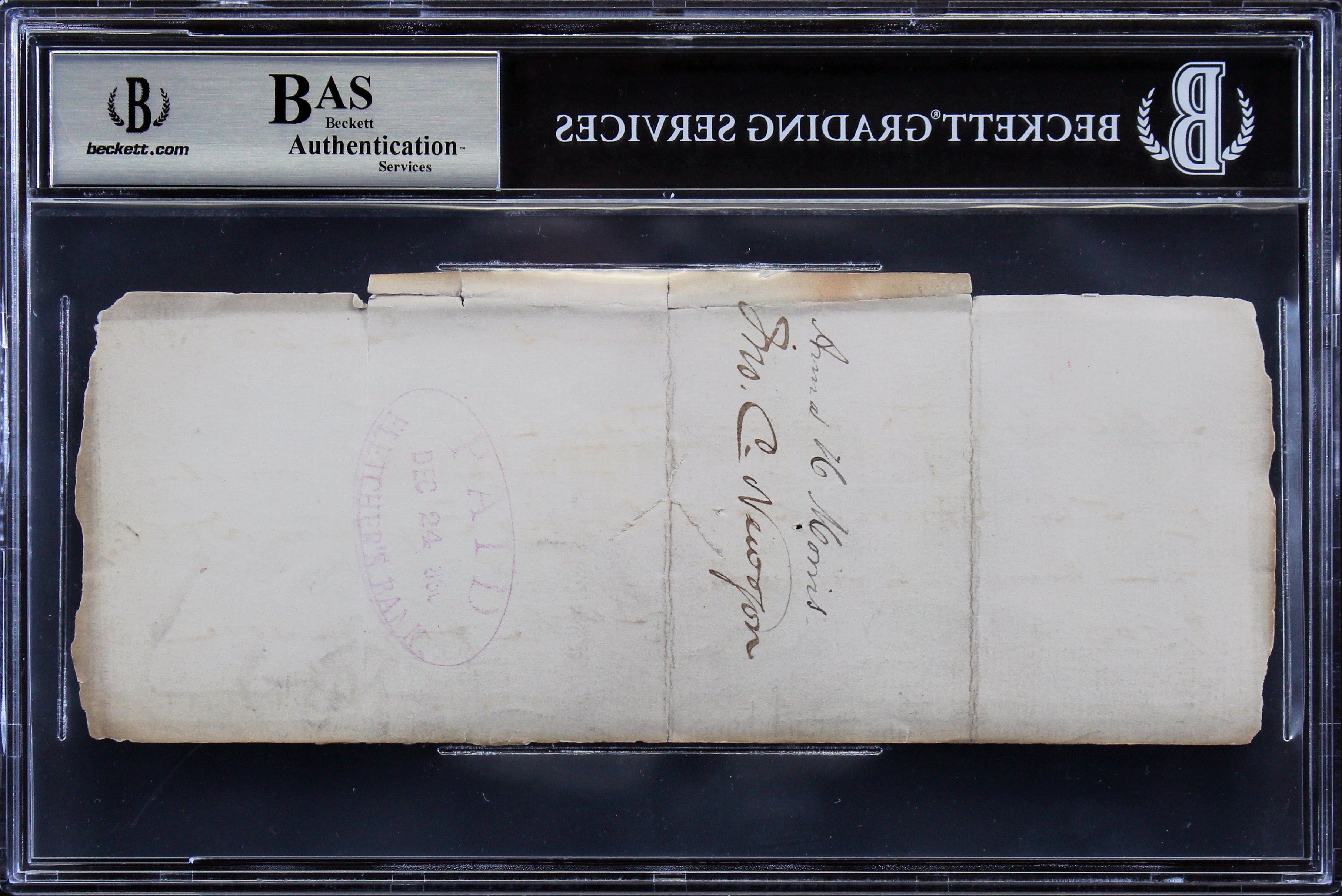 Benjamin Harrison Authentic Signed 3.25x8 1880 Handwritten Check BAS Slabbed