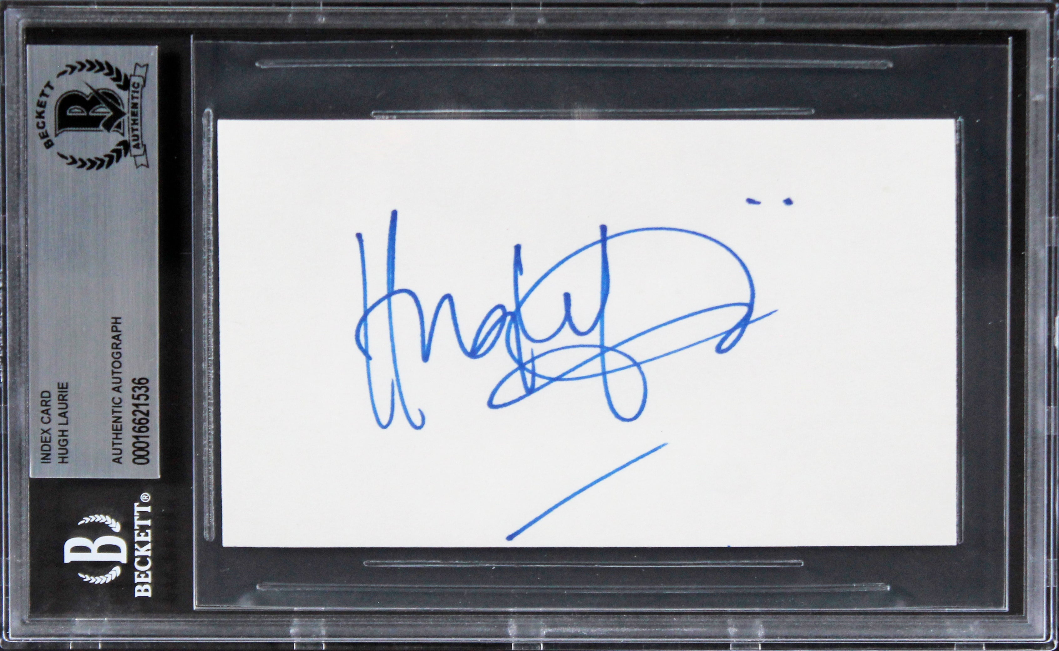 Hugh Laurie House Authentic Signed 3x5 Index Card Autographed BAS Slabbed