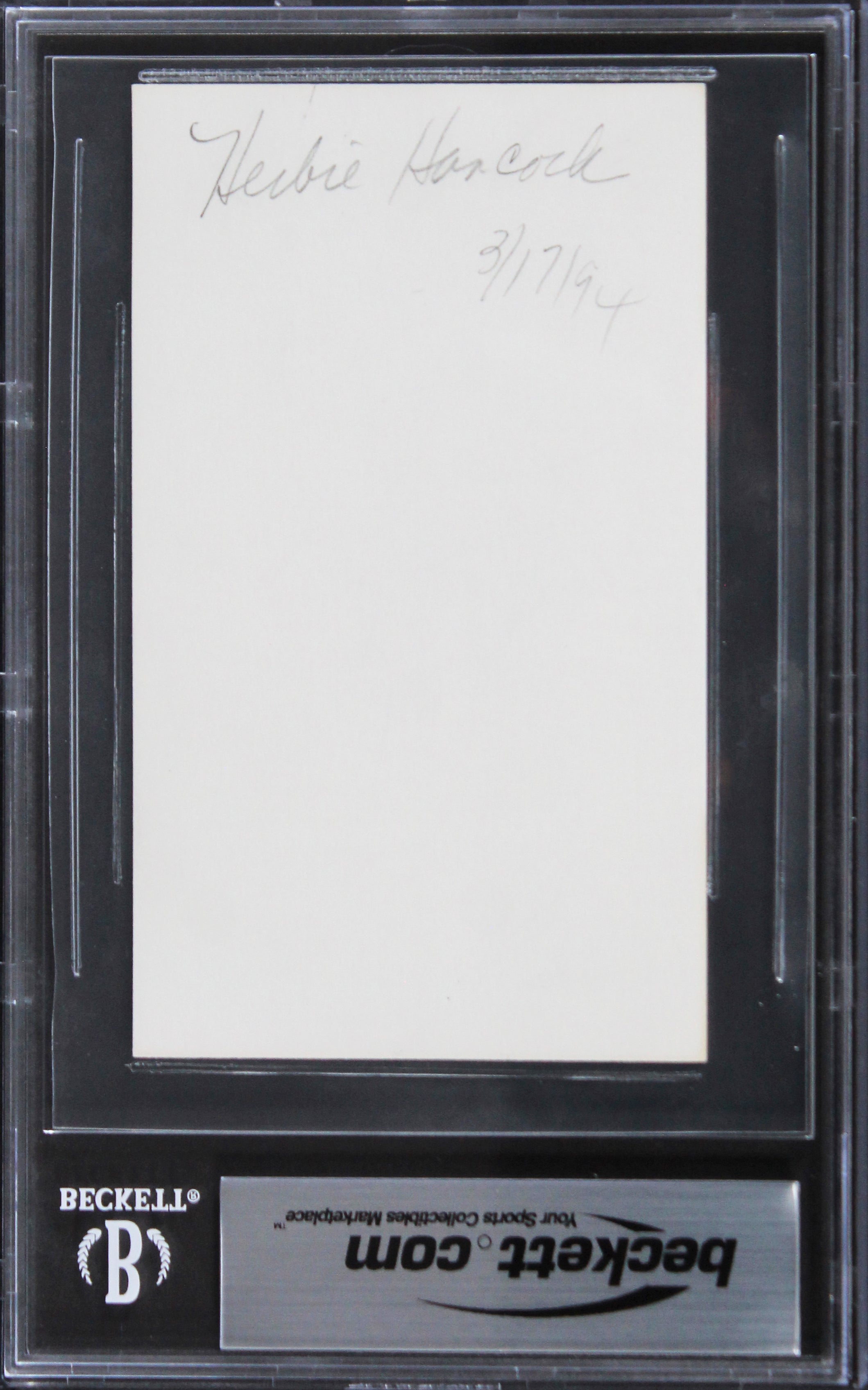 Herbie Hancock Musician Authentic Signed 3x5 Index Card BAS Slabbed 1