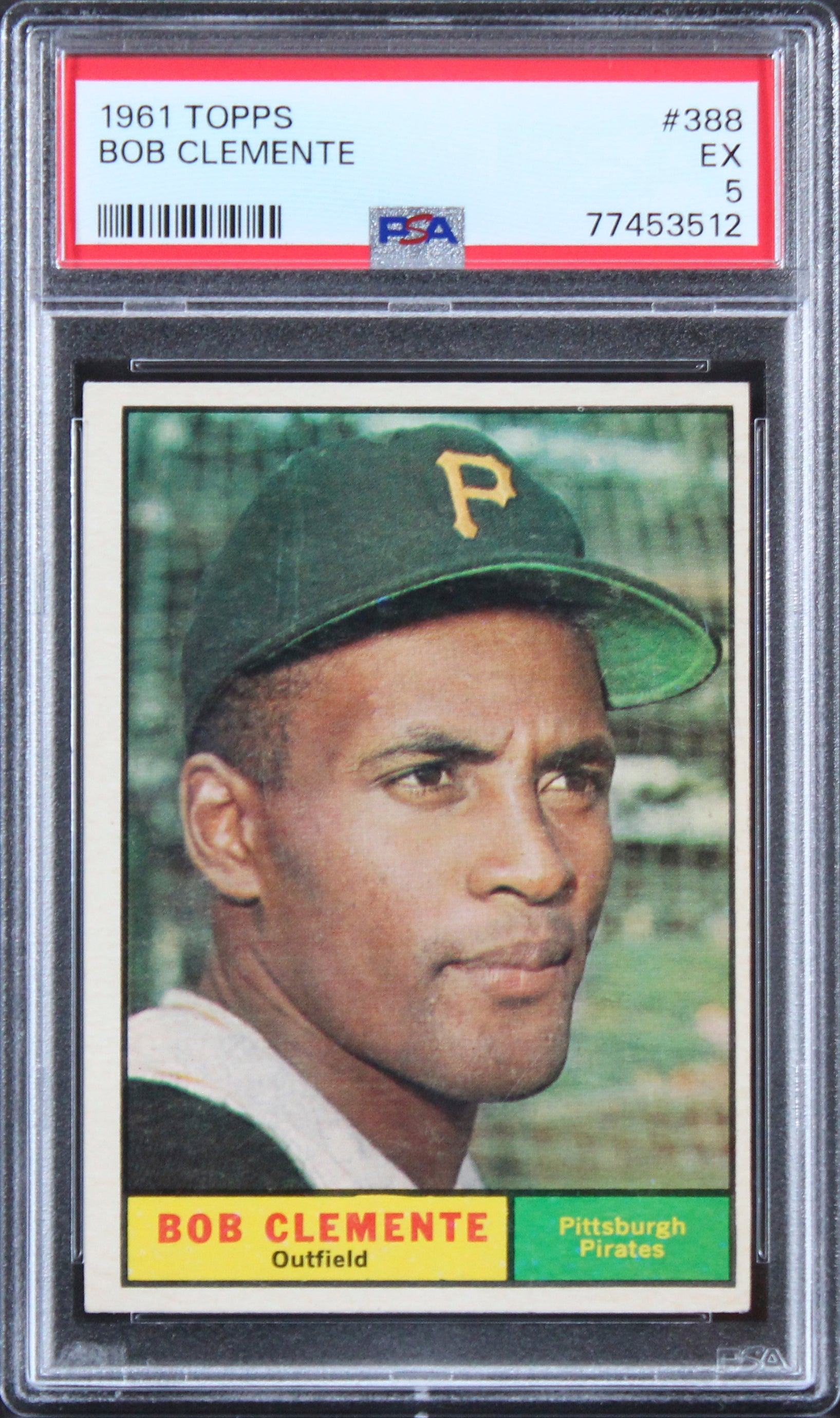Pirates Roberto Clemente 1961 Topps #388 Card Card Graded EX-5 PSA Slabbed
