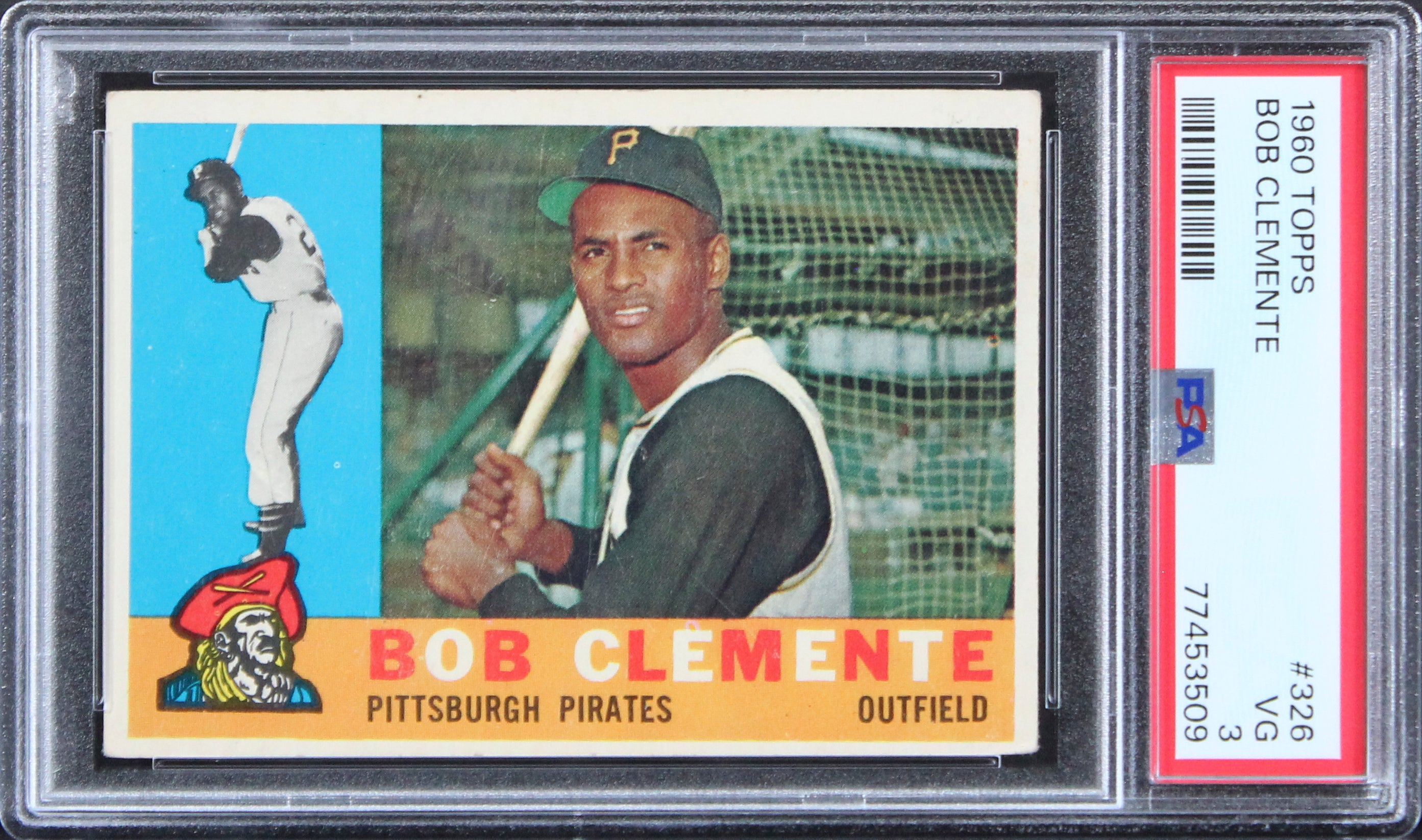 Pirates Roberto Clemente 1960 Topps #326 Card Graded VG-3 PSA Slabbed