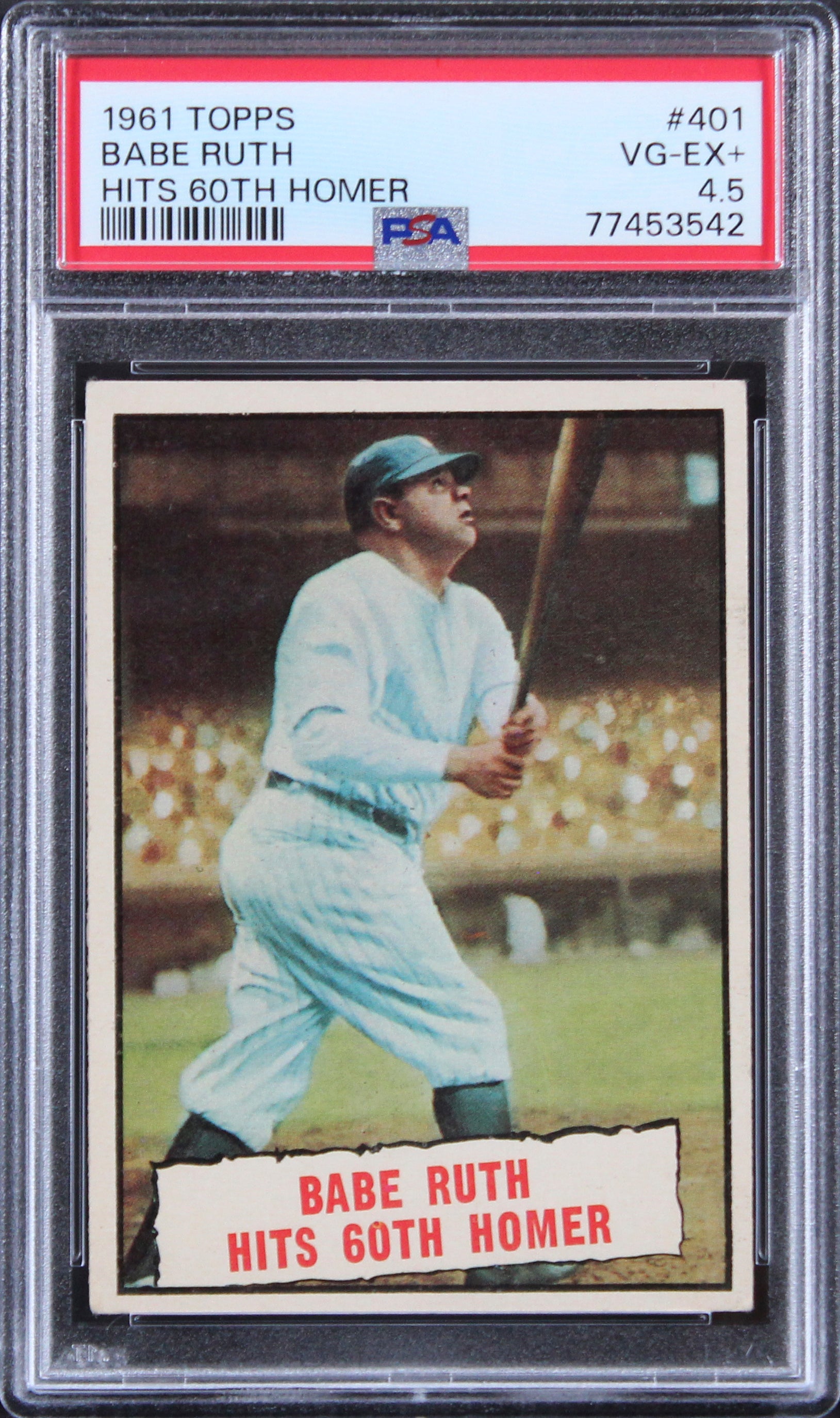 Yankees Babe Ruth 1961 Topps #401 Card Graded VG-EX+ 4.5 PSA Slabbed
