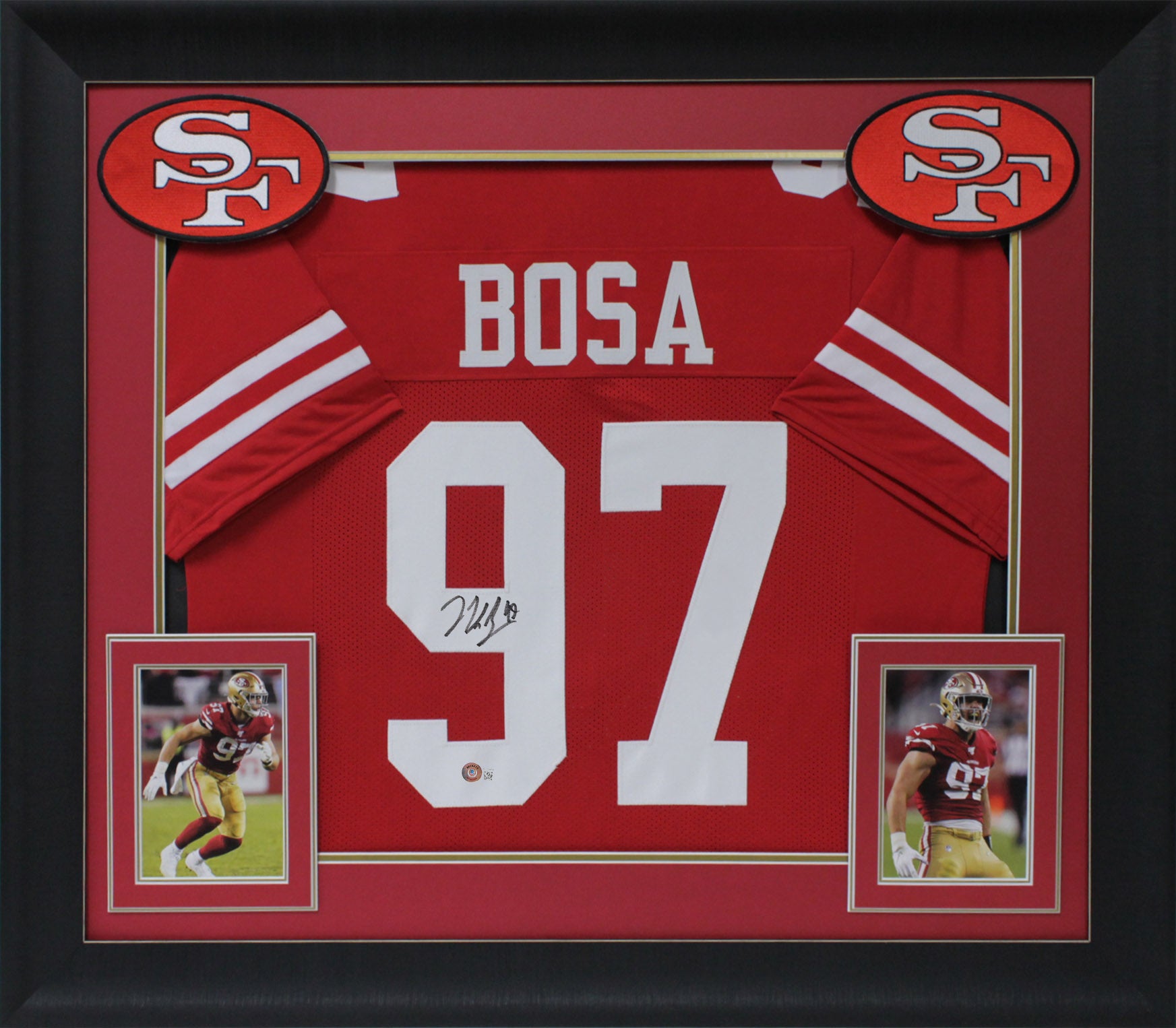 Nick Bosa Authentic Signed Red Pro Style Framed Jersey Autographed BAS Witnessed